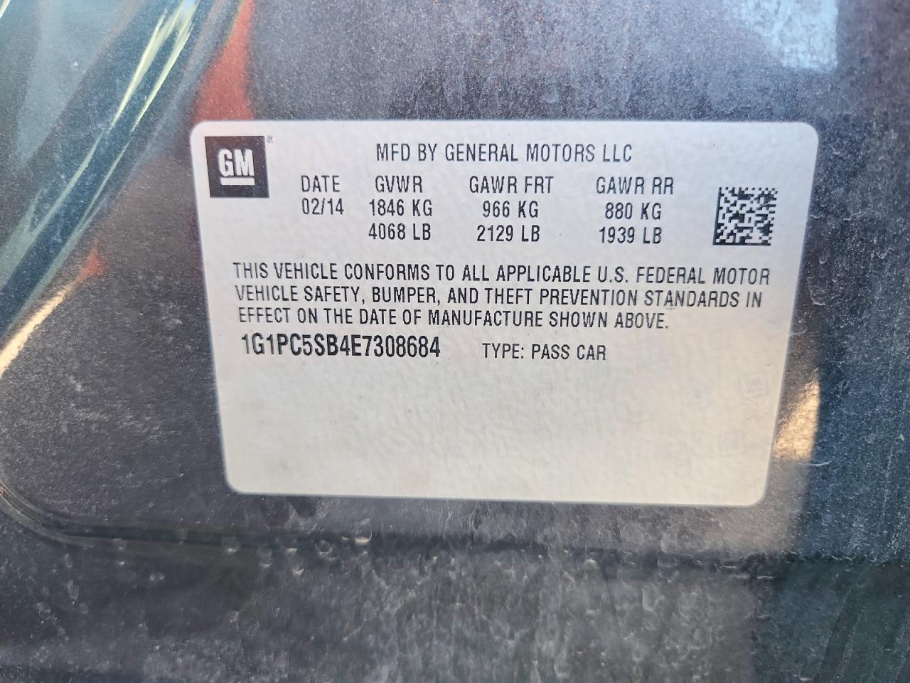 2014 Chevrolet Cruze Lt Gray vin: 1G1PC5SB4E7308684