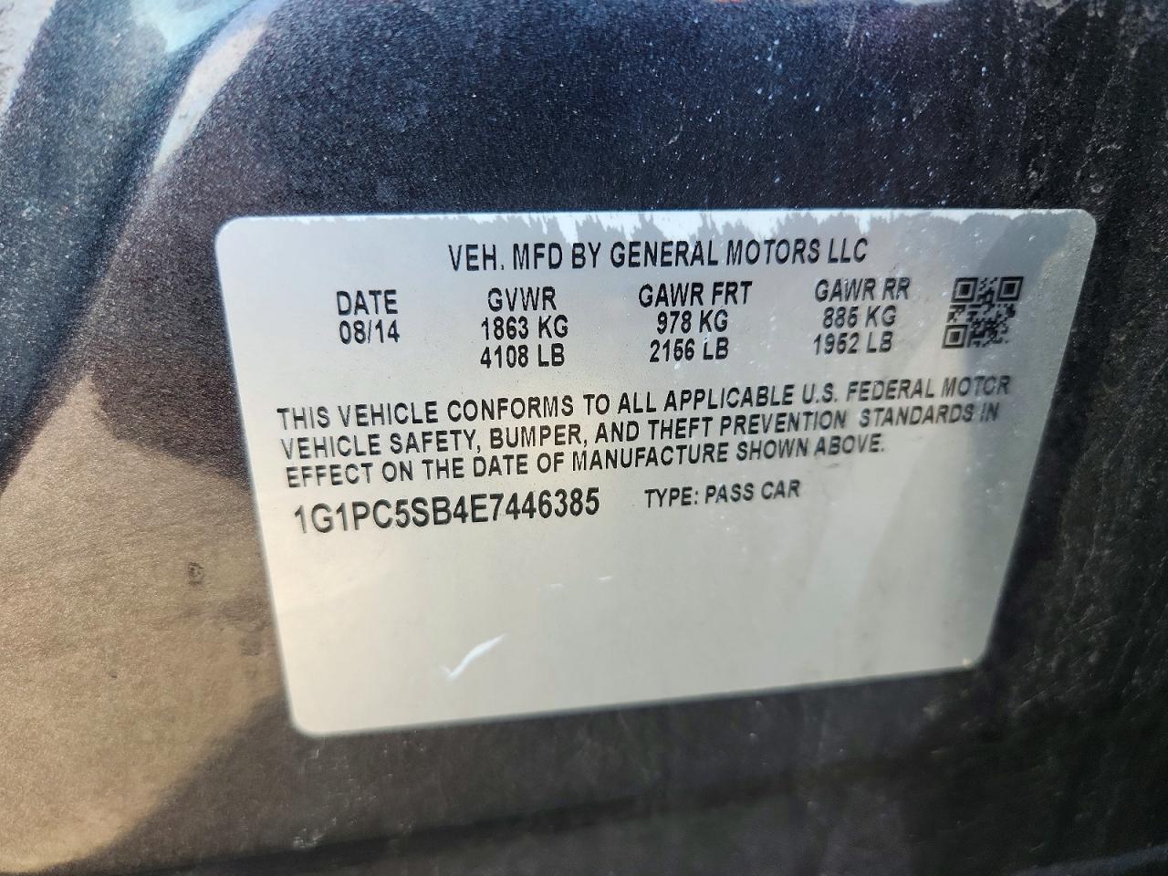 2014 Chevrolet Cruze Lt Gray vin: 1G1PC5SB4E7446385