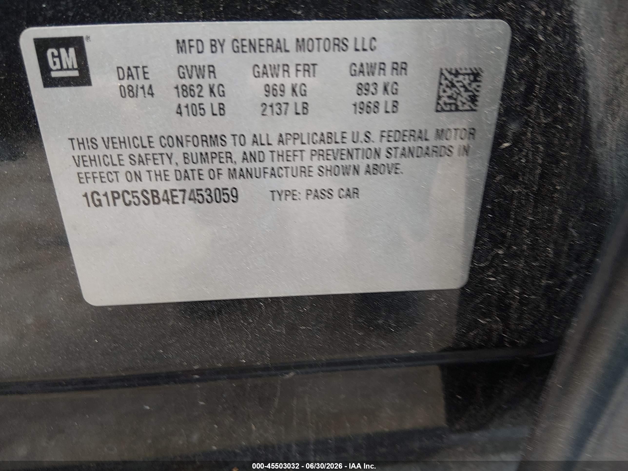 2014 Chevrolet Cruze 1lt Auto Black vin: 1G1PC5SB4E7453059
