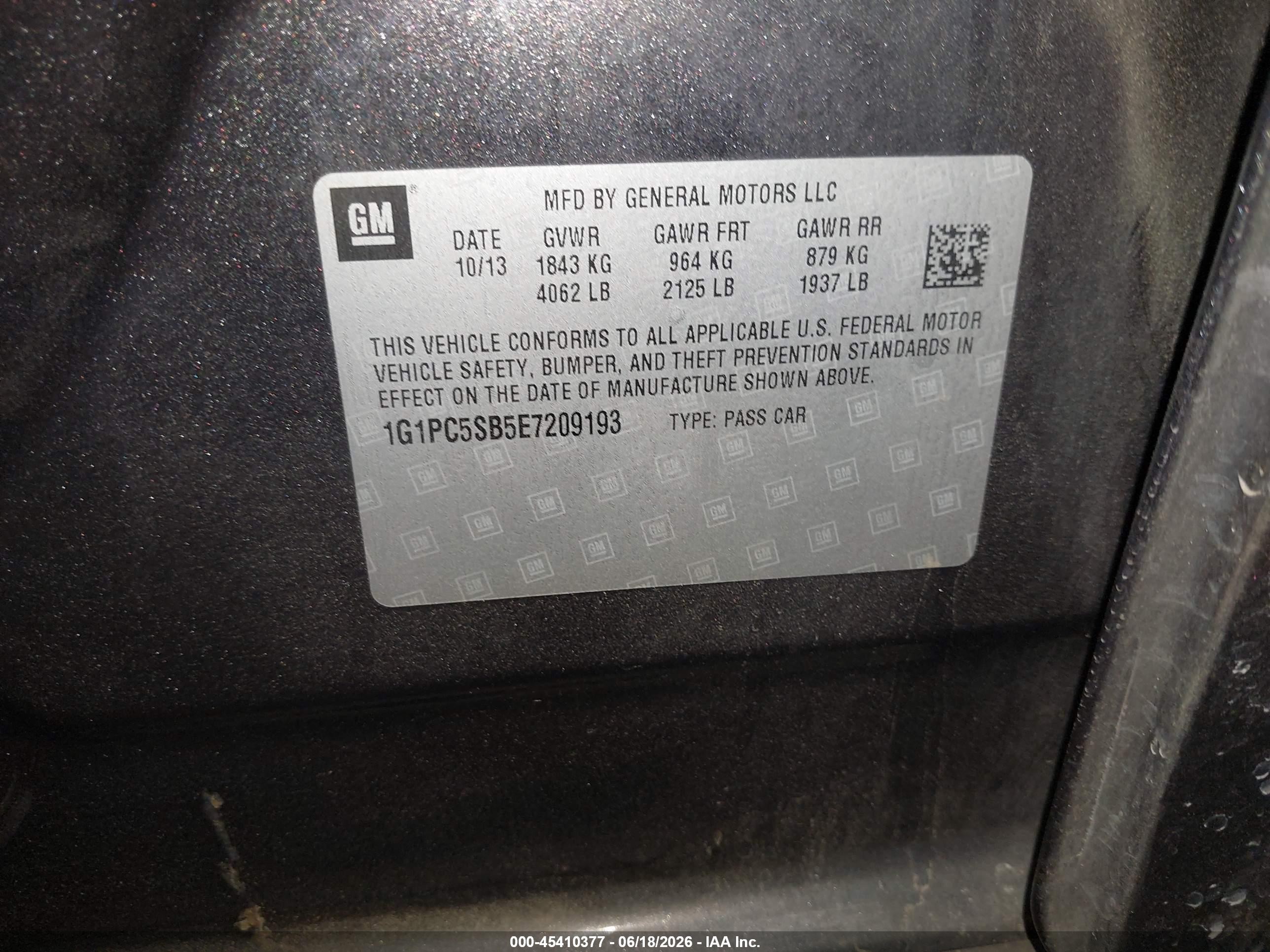 2014 Chevrolet Cruze 1lt Auto Серый vin: 1G1PC5SB5E7209193