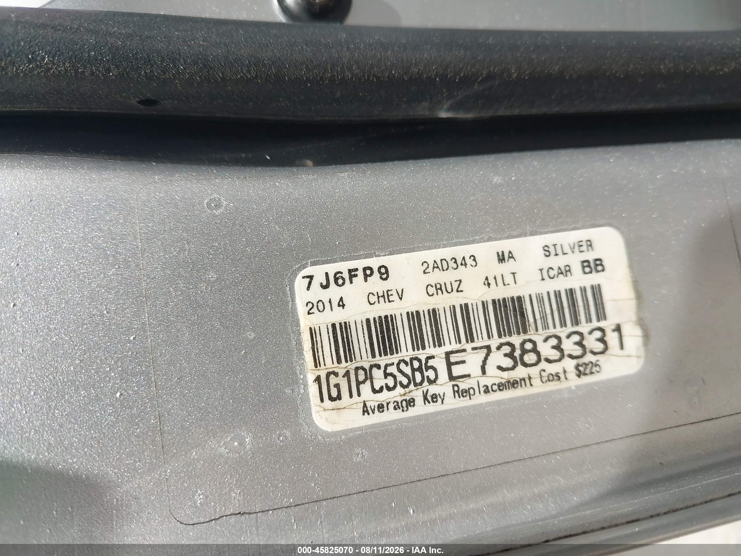 2014 Chevrolet Cruze 1lt Auto Серебряный vin: 1G1PC5SB5E7383331
