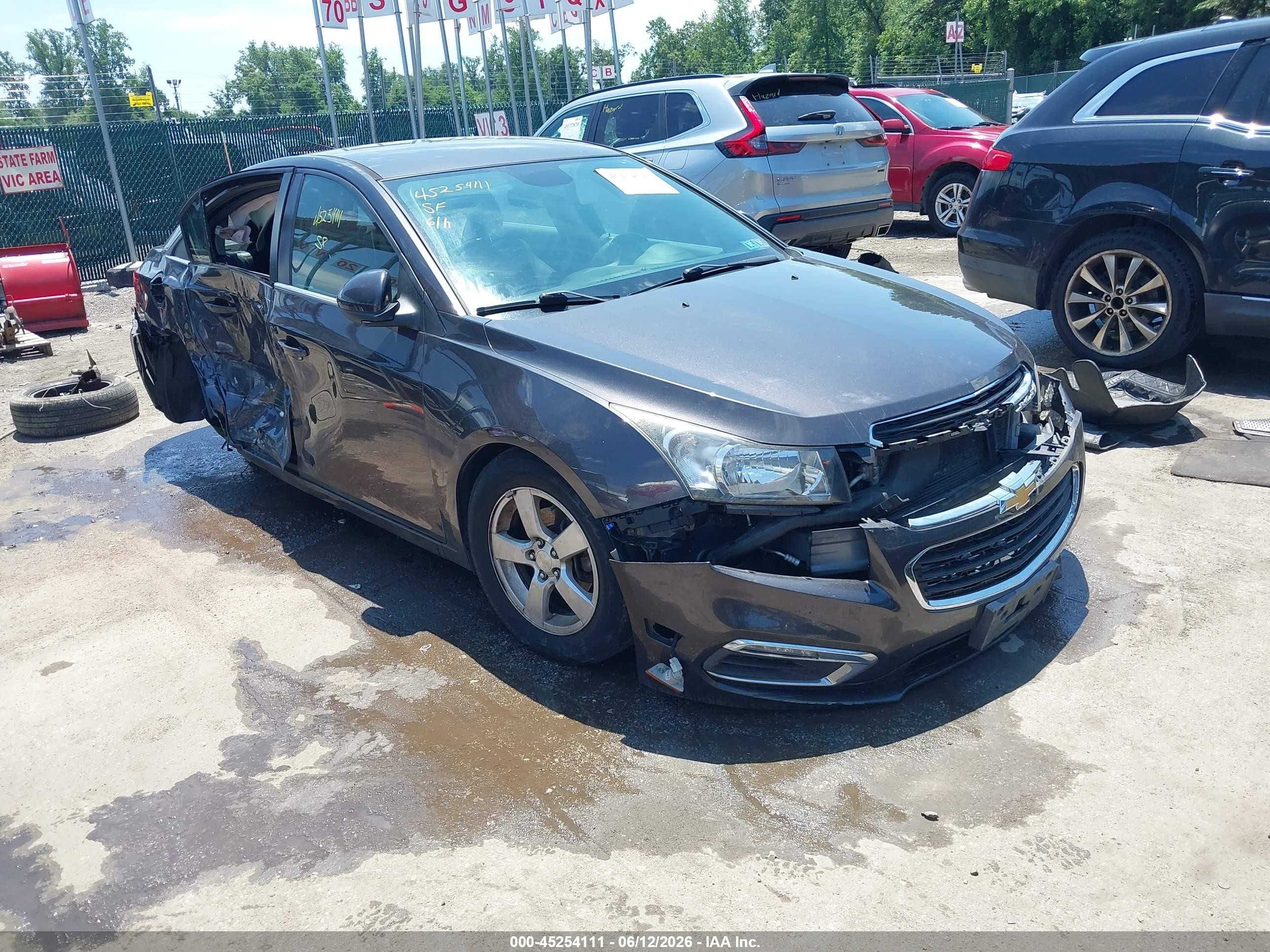 2015 Chevrolet Cruze 1lt Auto Gray vin: 1G1PC5SB5F7153936