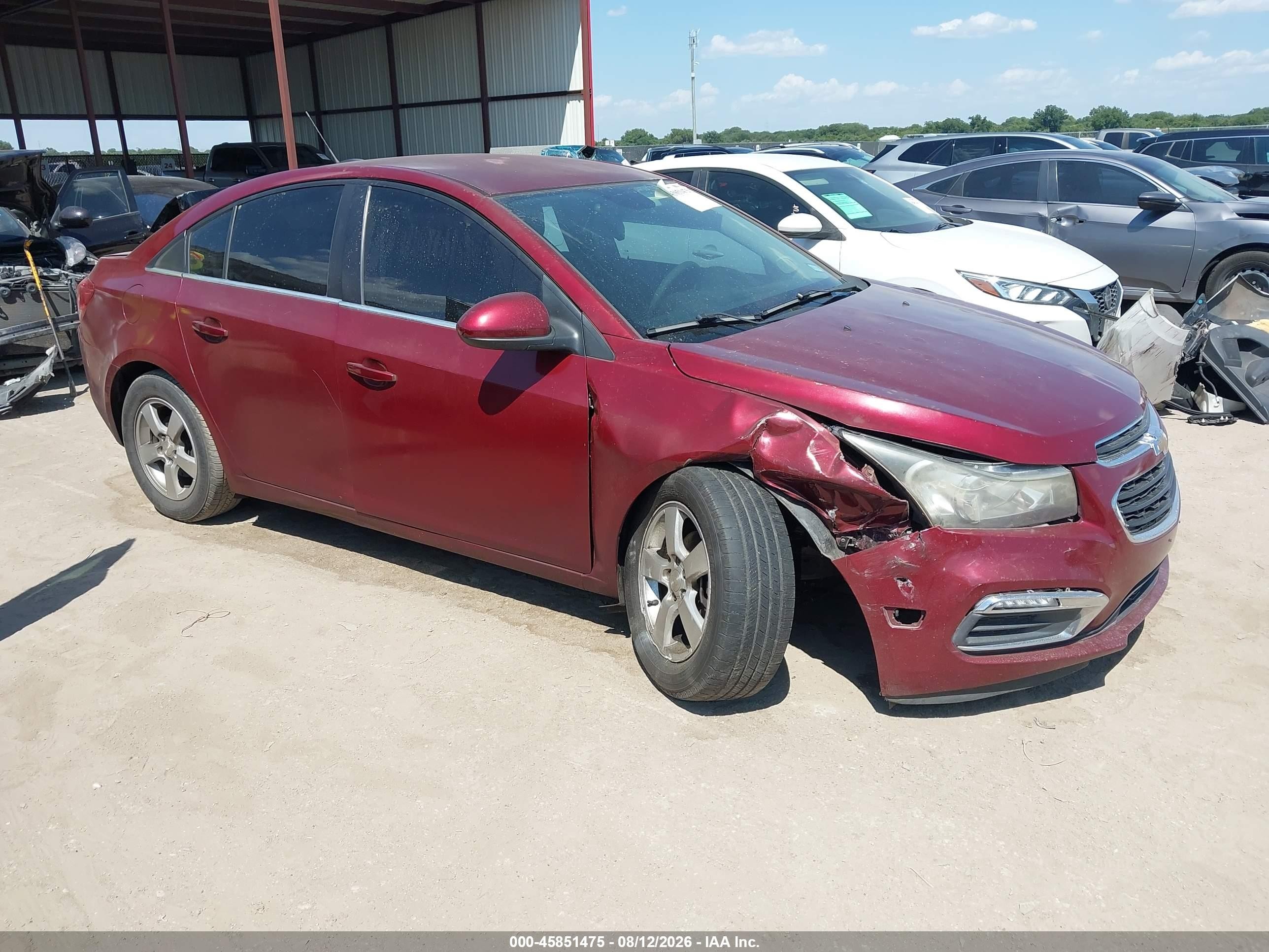 2015 Chevrolet Cruze 1lt Auto Red vin: 1G1PC5SB5F7162507