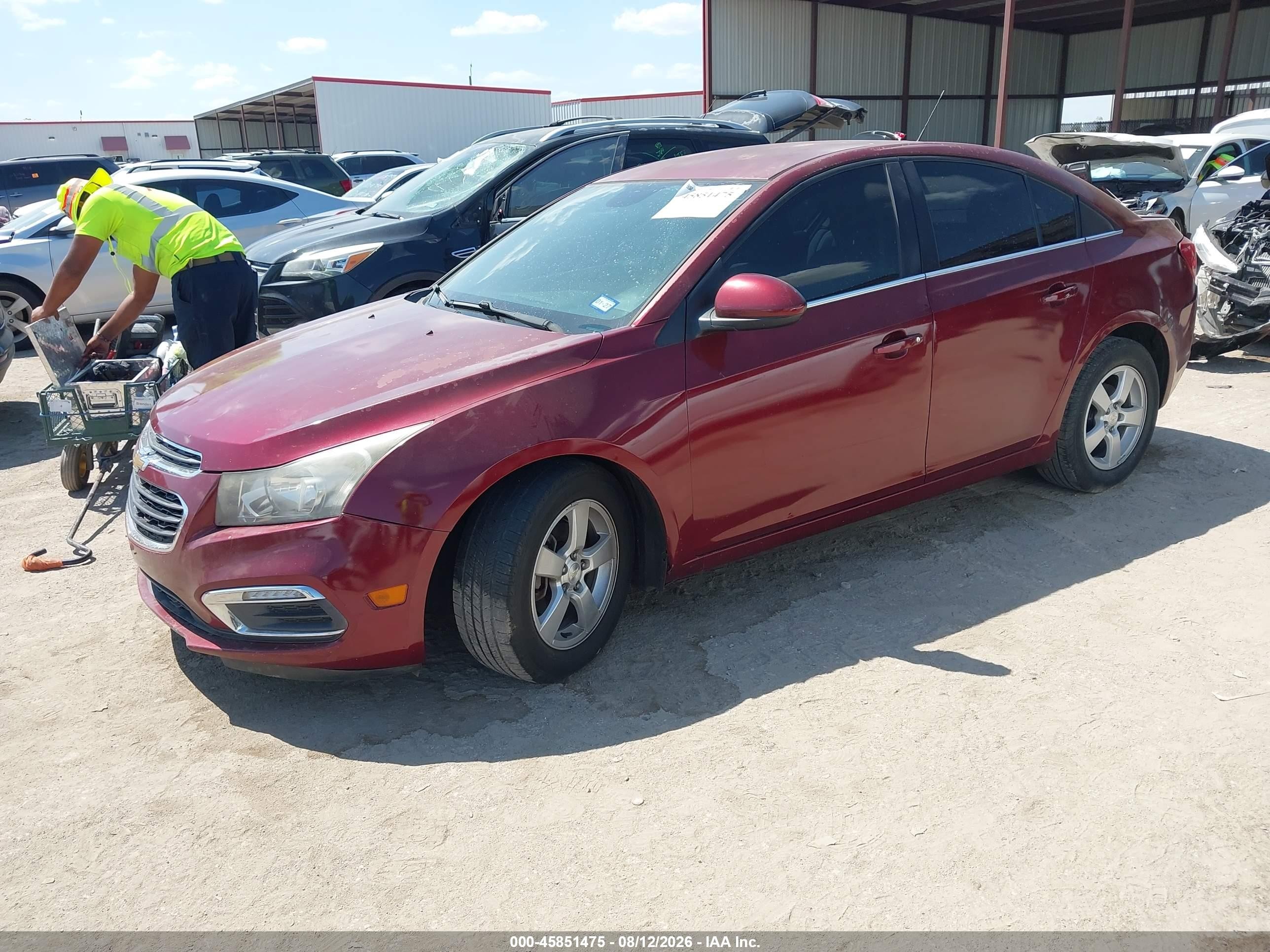 2015 Chevrolet Cruze 1lt Auto Red vin: 1G1PC5SB5F7162507