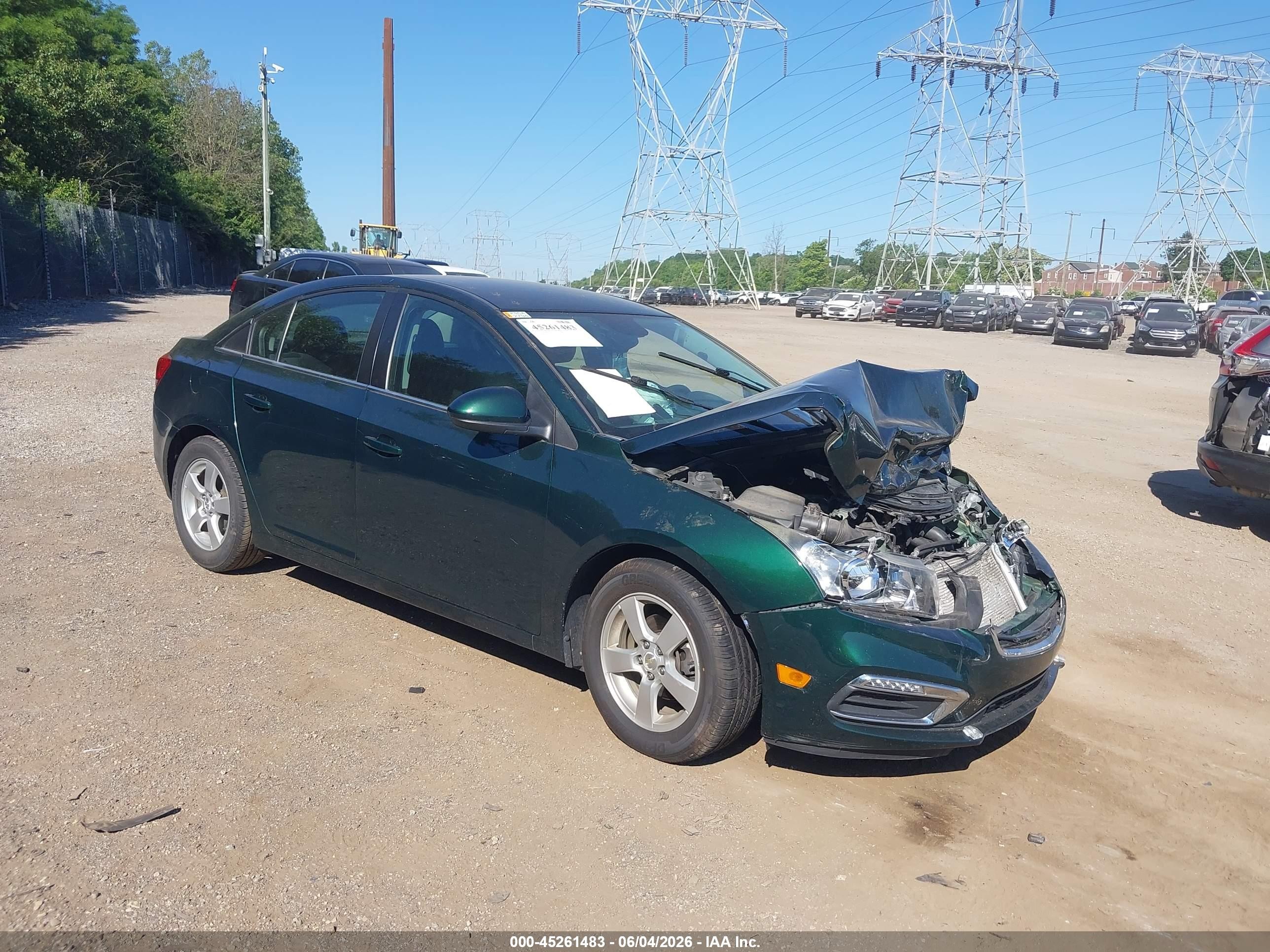 2015 Chevrolet Cruze 1lt Auto Green vin: 1G1PC5SB5F7246570