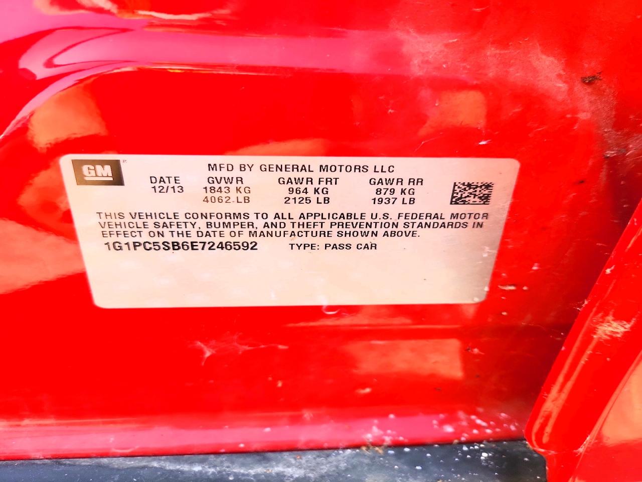 2014 Chevrolet Cruze Lt Красный vin: 1G1PC5SB6E7246592