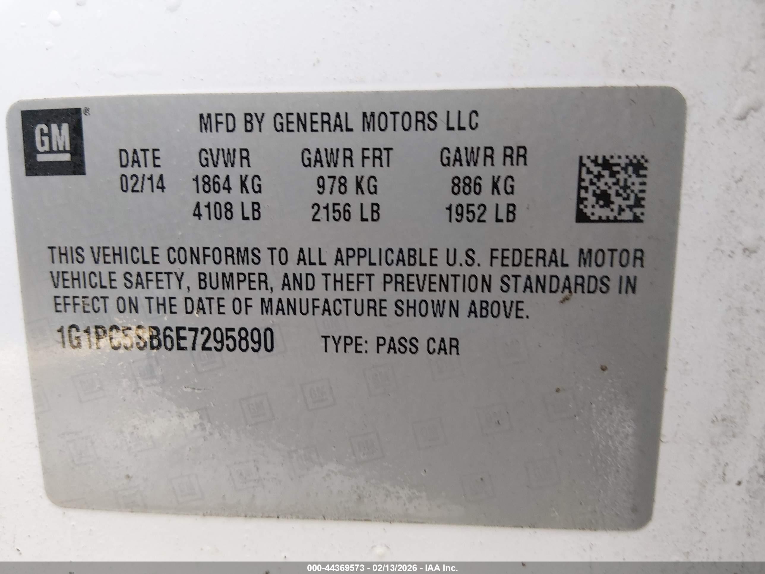 2014 Chevrolet Cruze 1lt Auto White vin: 1G1PC5SB6E7295890