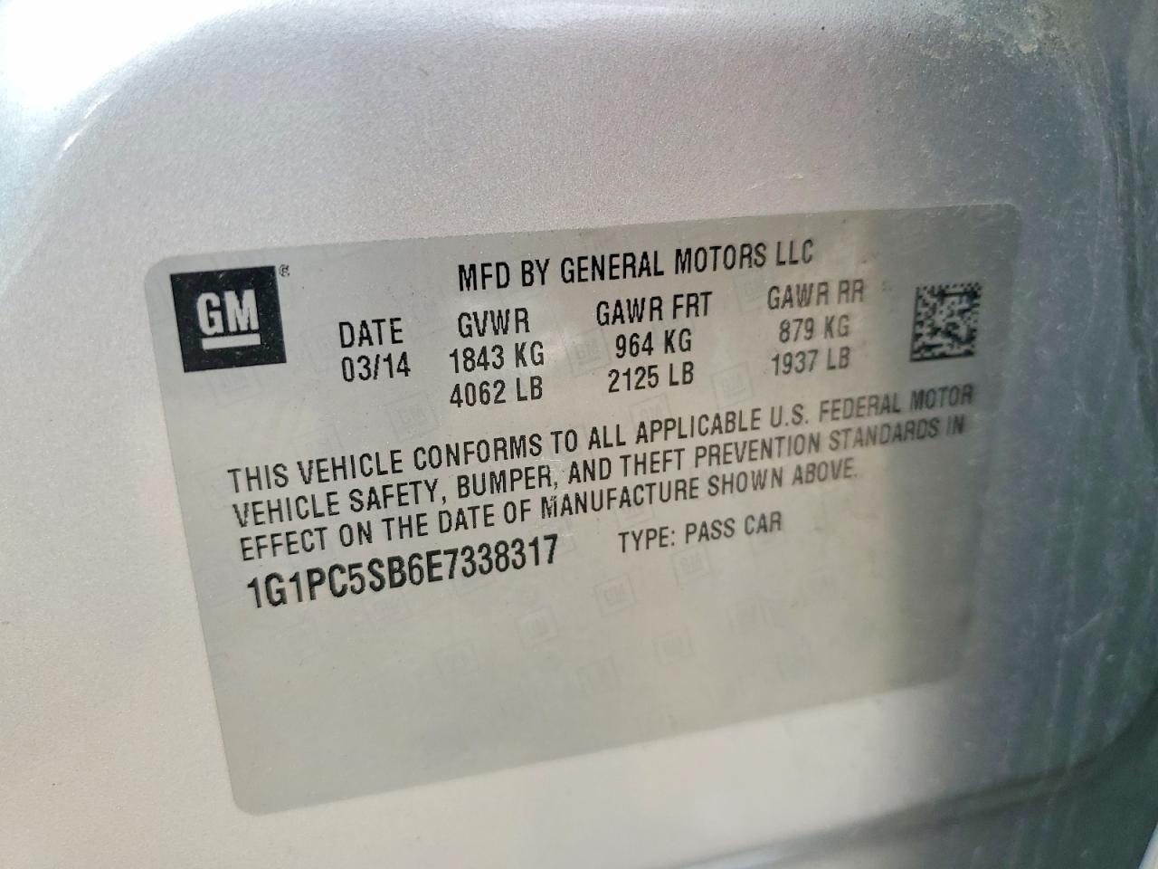 2014 Chevrolet Cruze Lt Silver vin: 1G1PC5SB6E7338317