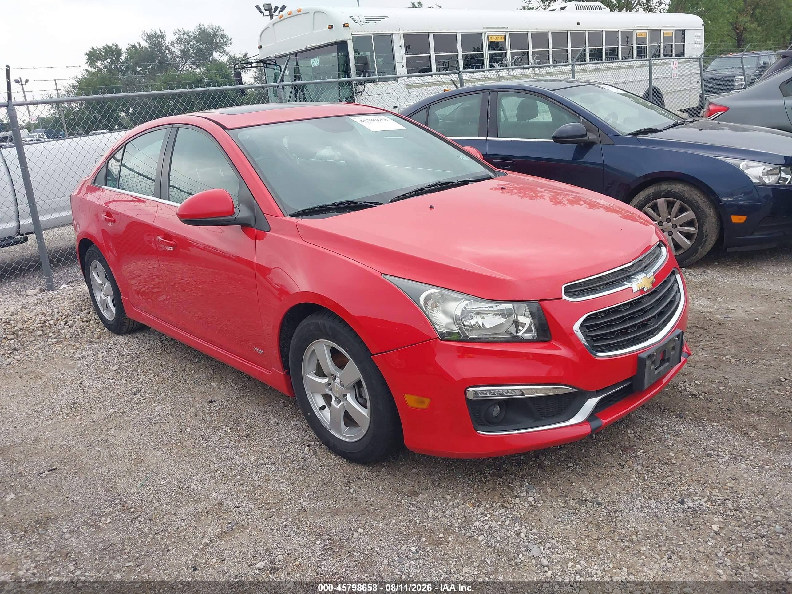 2015 Chevrolet Cruze 1lt Auto Red vin: 1G1PC5SB6F7177761