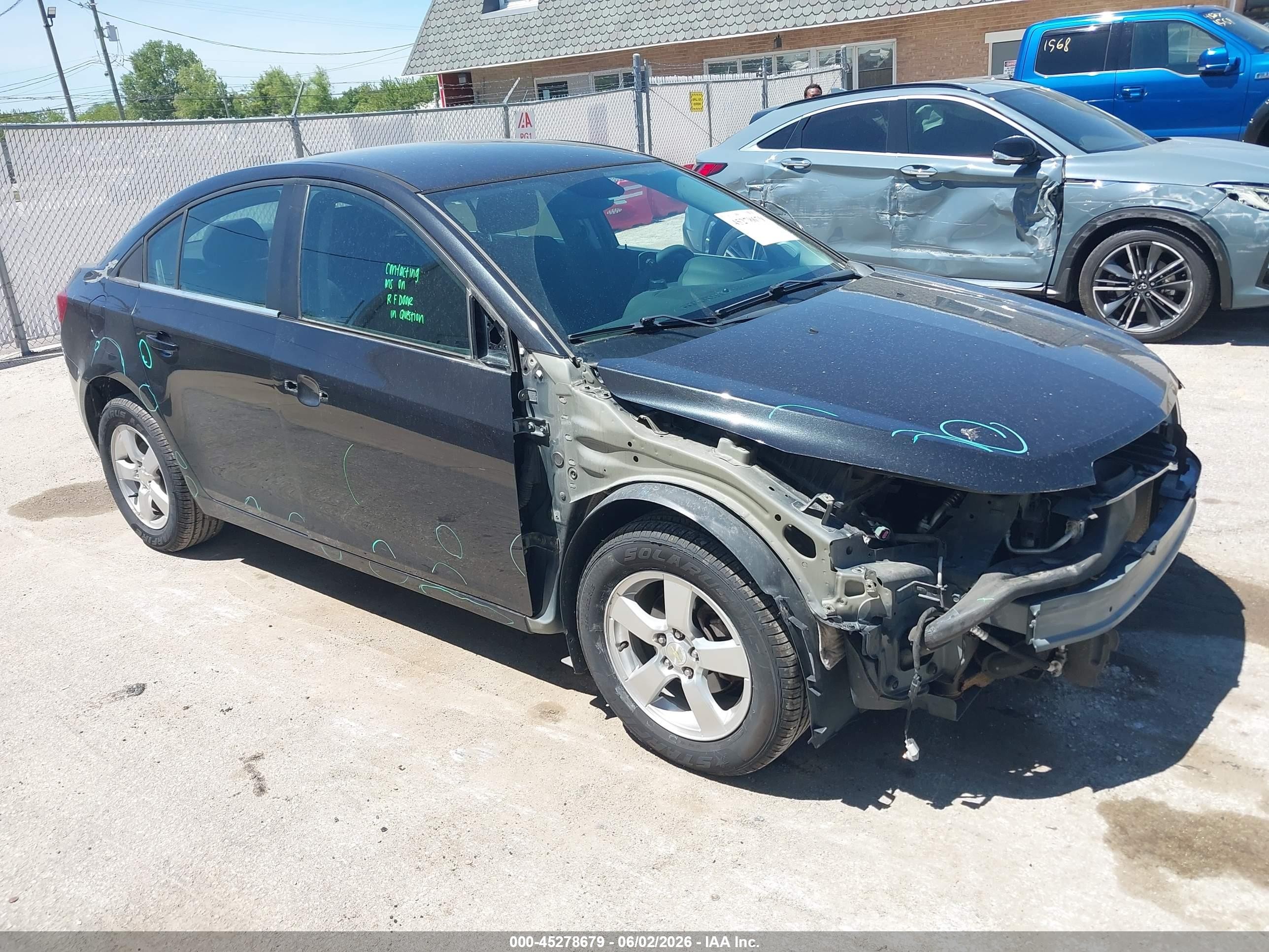 2015 Chevrolet Cruze 1lt Auto Black vin: 1G1PC5SB6F7192504