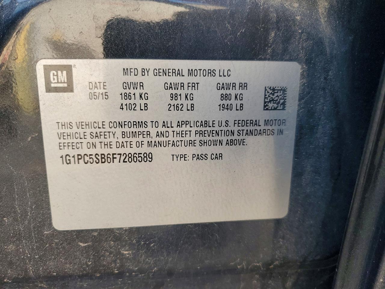 2015 Chevrolet Cruze Lt Black vin: 1G1PC5SB6F7286589