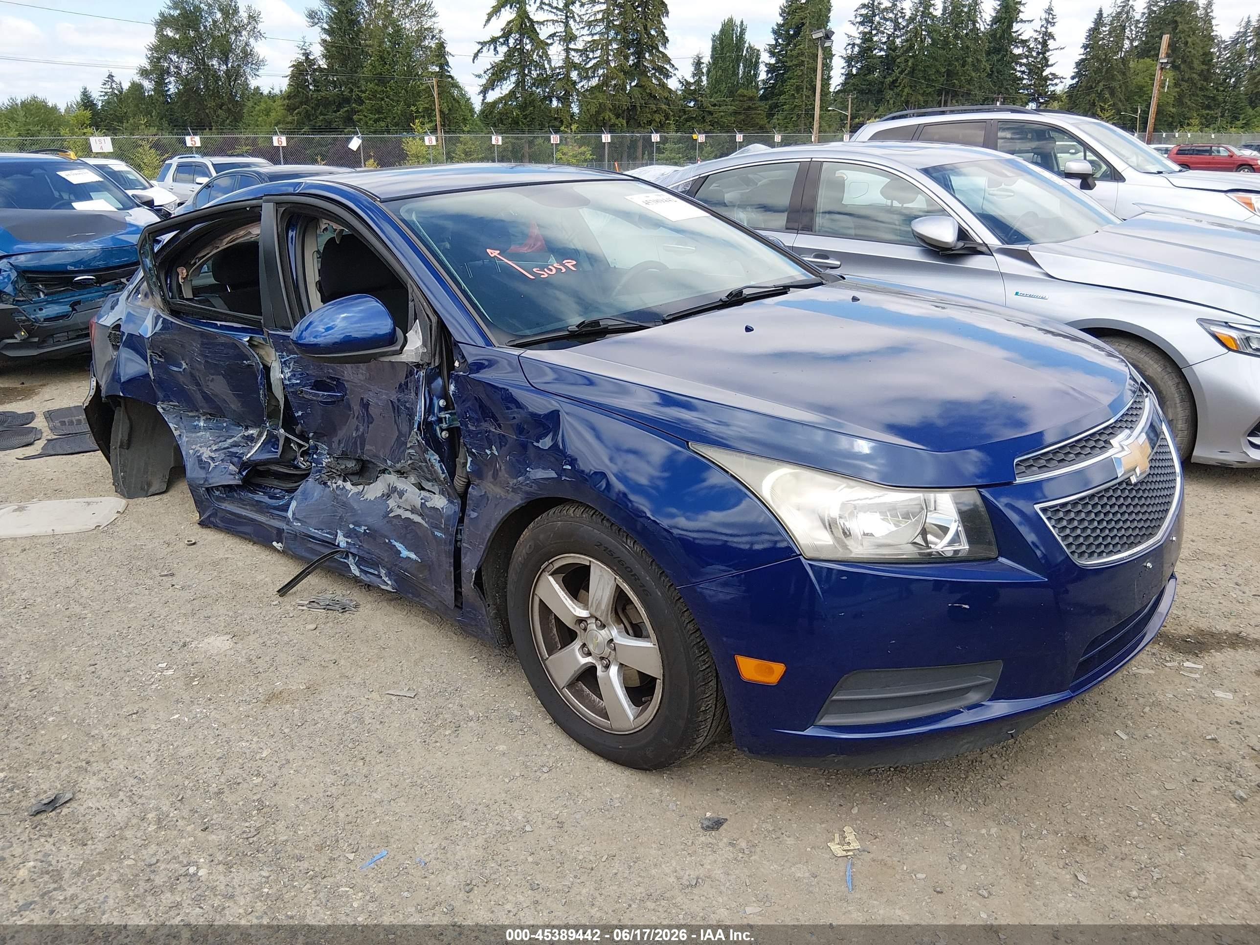 2013 Chevrolet Cruze 1lt Auto Blue vin: 1G1PC5SB7D7200543