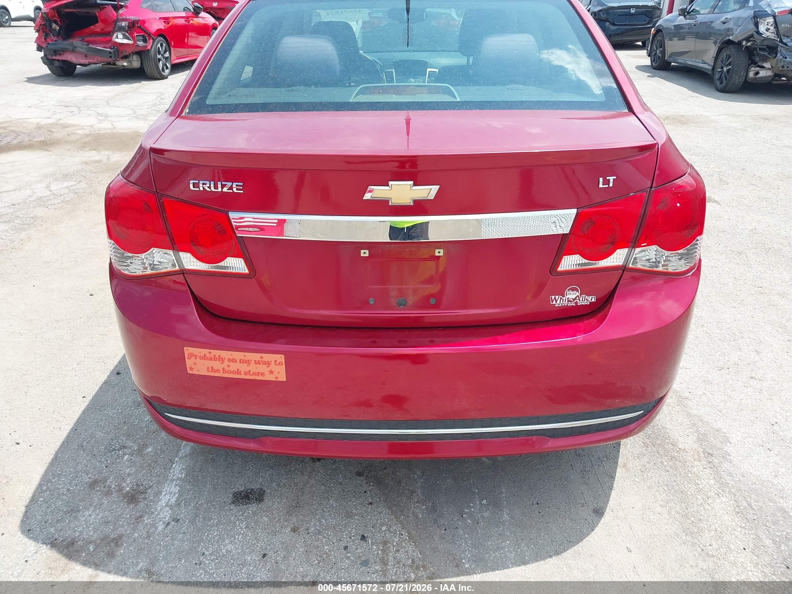 2014 Chevrolet Cruze 1lt Auto Red vin: 1G1PC5SB7E7106230