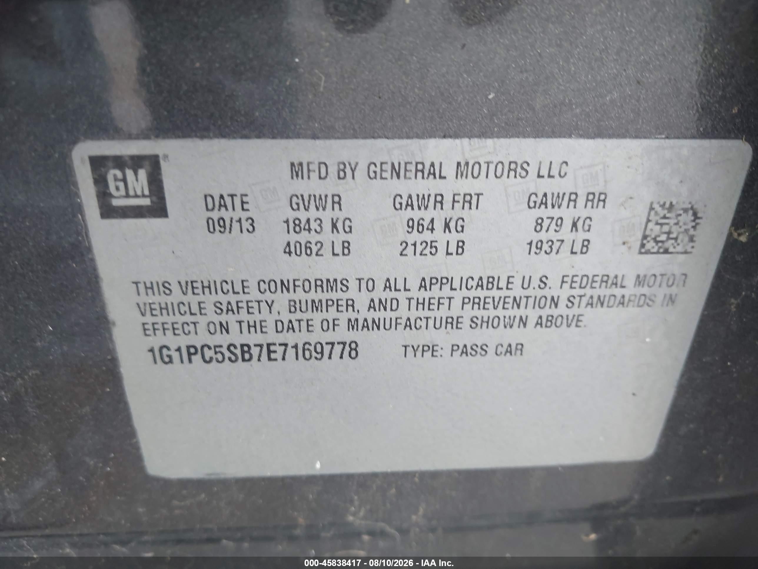 2014 Chevrolet Cruze 1lt Auto Gray vin: 1G1PC5SB7E7169778
