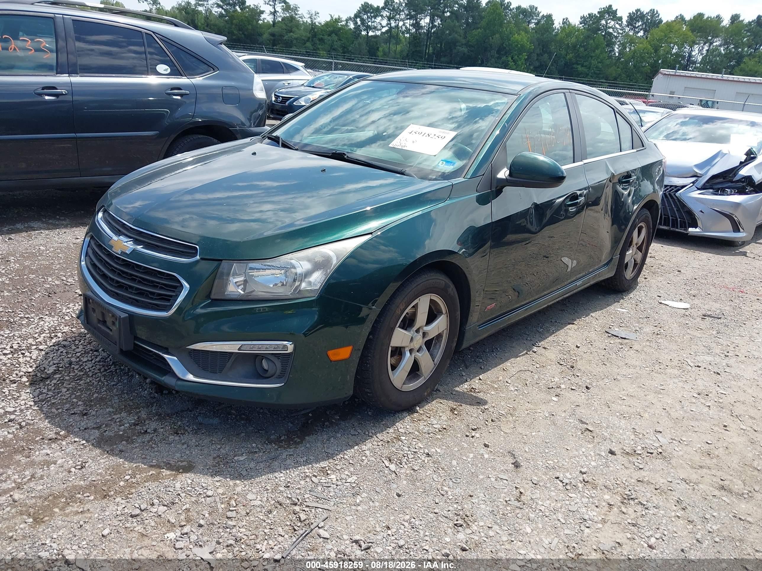 2015 Chevrolet Cruze 1lt Auto Green vin: 1G1PC5SB7F7112207
