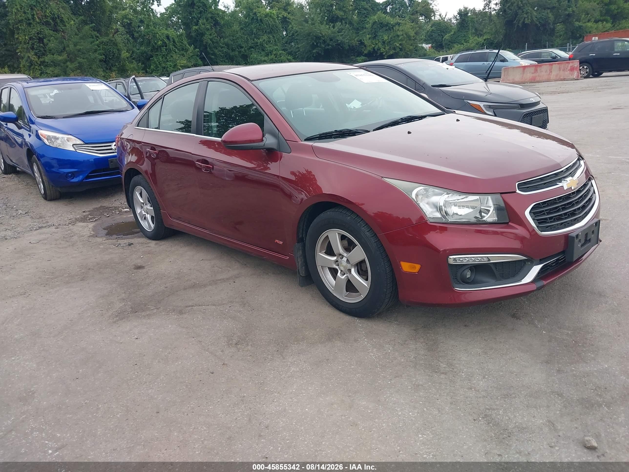 2015 Chevrolet Cruze 1lt Auto Red vin: 1G1PC5SB7F7164842