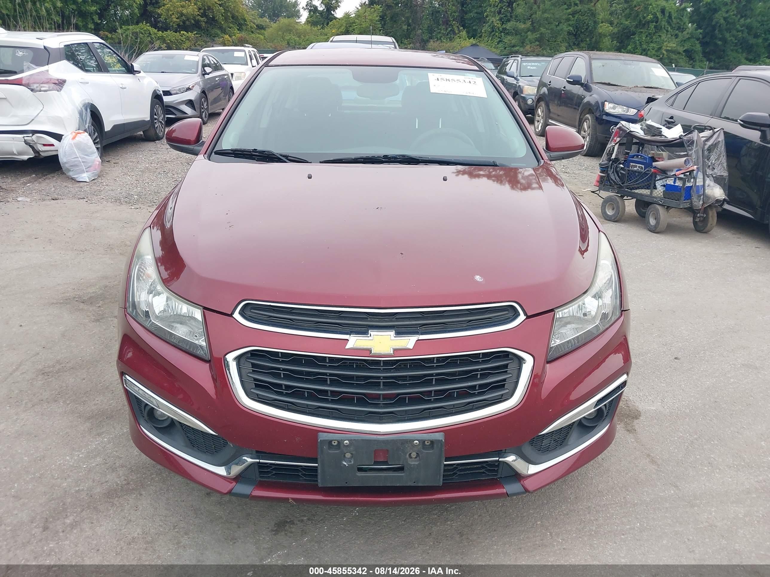 2015 Chevrolet Cruze 1lt Auto Красный vin: 1G1PC5SB7F7164842