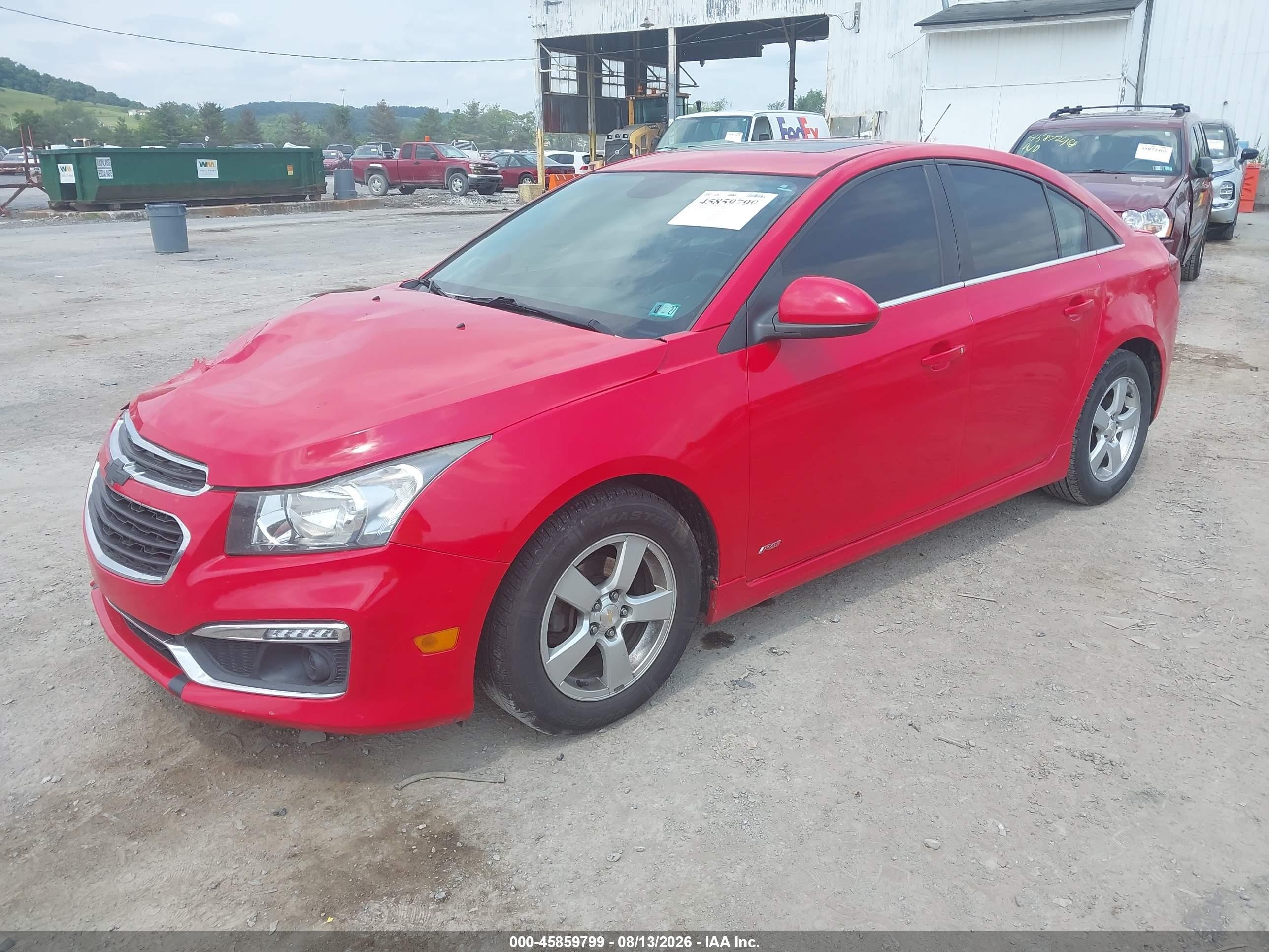 2015 Chevrolet Cruze 1lt Auto Red vin: 1G1PC5SB7F7187361