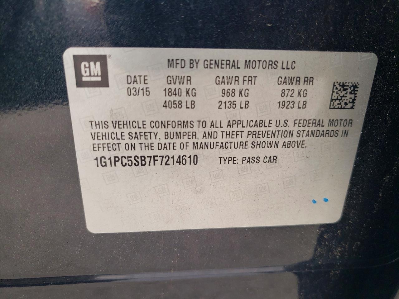 2015 Chevrolet Cruze Lt Black vin: 1G1PC5SB7F7214610