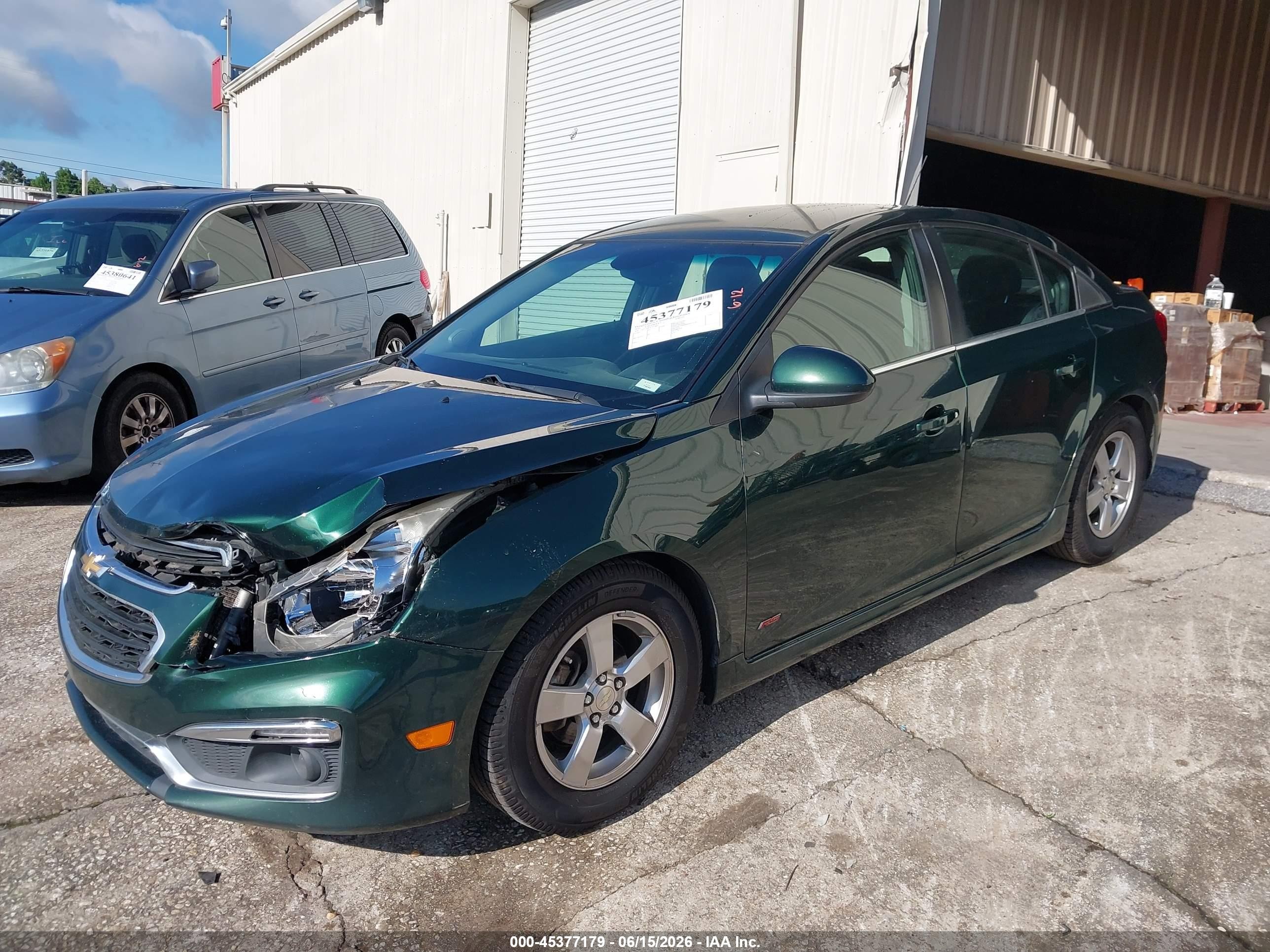2015 Chevrolet Cruze 1lt Auto Green vin: 1G1PC5SB7F7253861