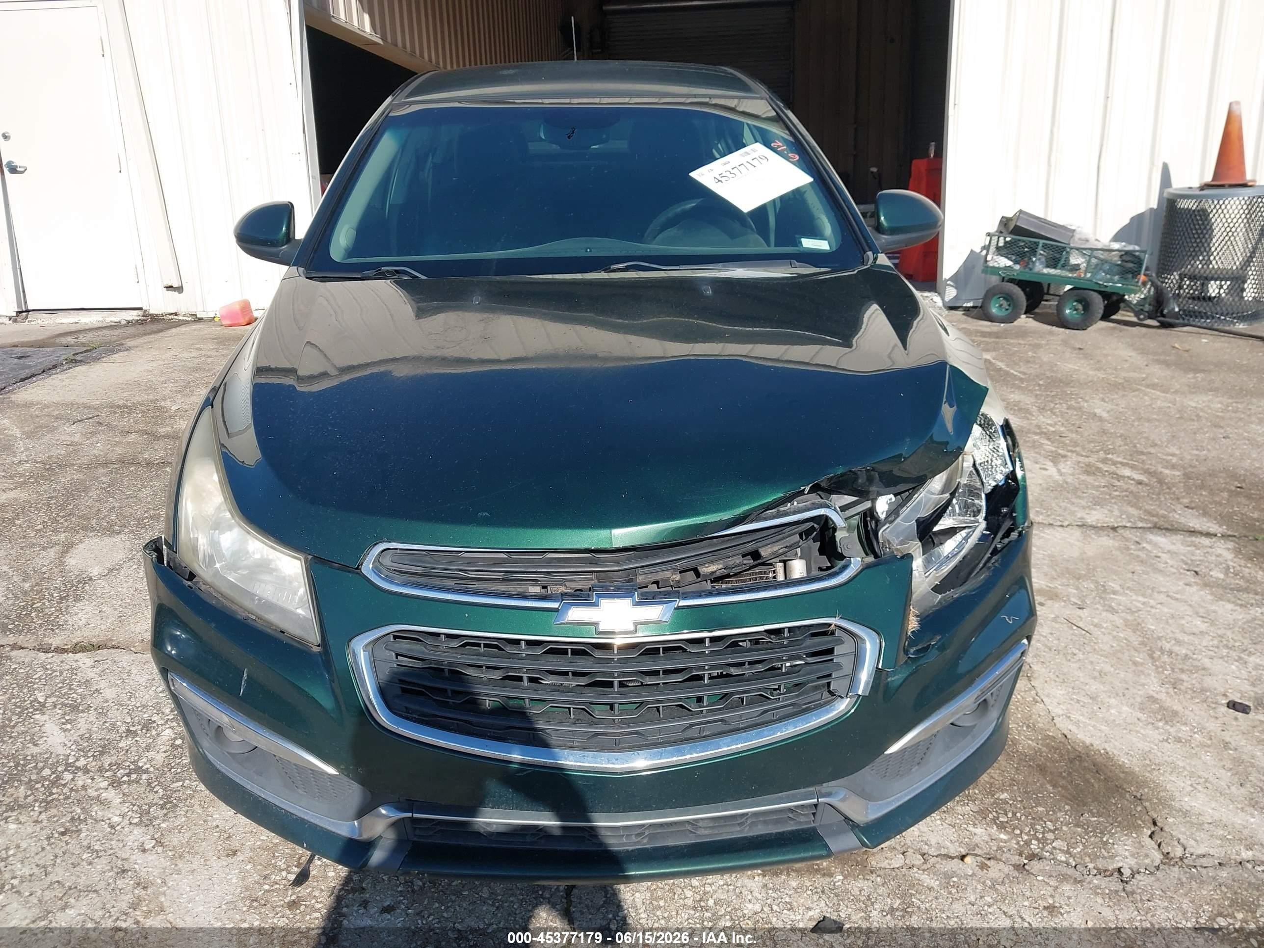2015 Chevrolet Cruze 1lt Auto Green vin: 1G1PC5SB7F7253861