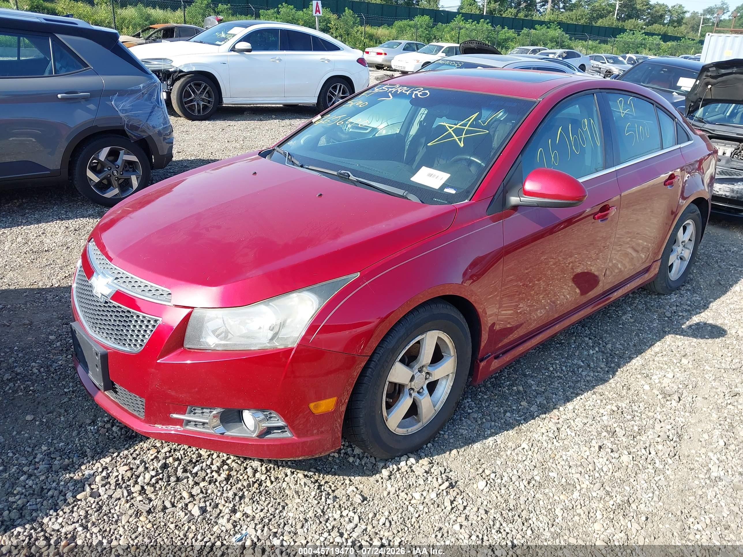 2013 Chevrolet Cruze 1lt Auto Red vin: 1G1PC5SB8D7177662