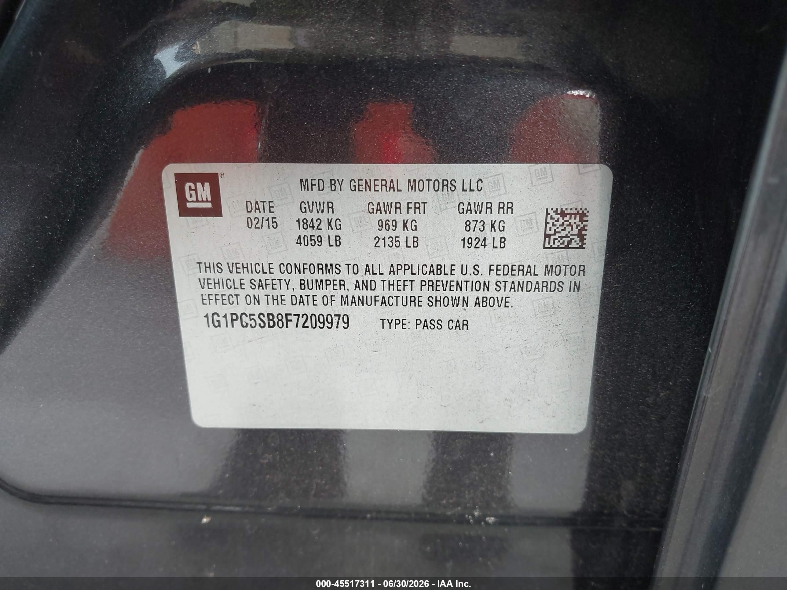 2015 Chevrolet Cruze 1lt Auto Gray vin: 1G1PC5SB8F7209979