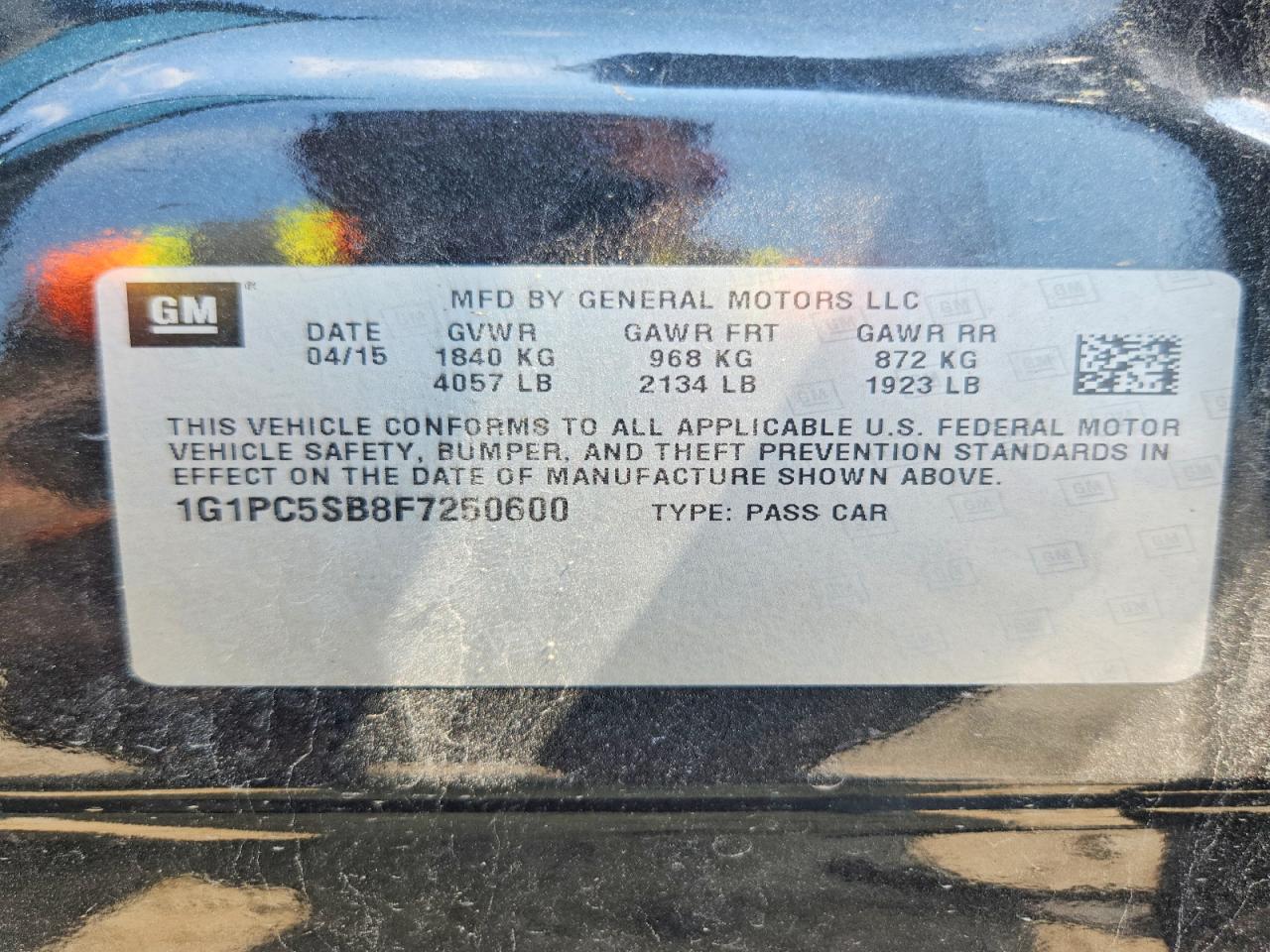 2015 Chevrolet Cruze Черный vin: 1G1PC5SB8F7250600