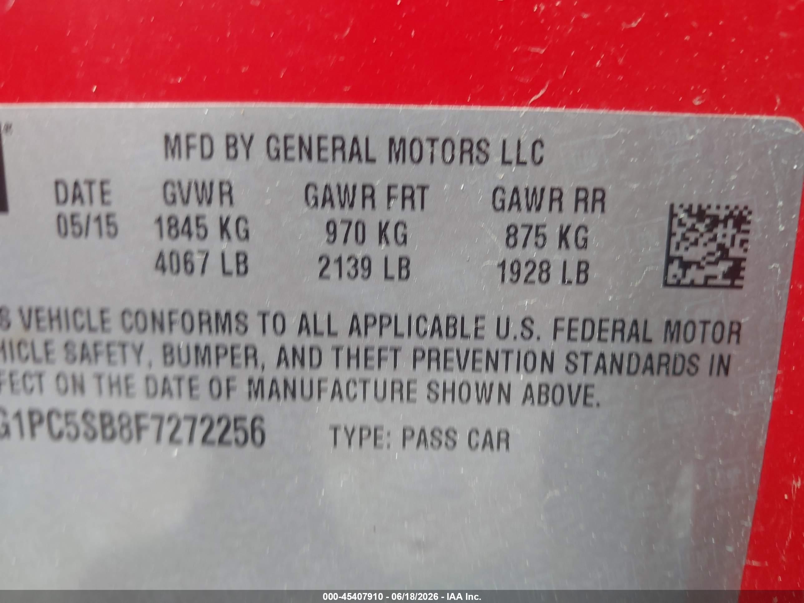 2015 Chevrolet Cruze 1lt Auto Red vin: 1G1PC5SB8F7272256