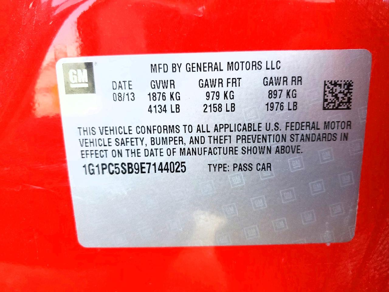 2014 Chevrolet Cruze Lt Red vin: 1G1PC5SB9E7144025