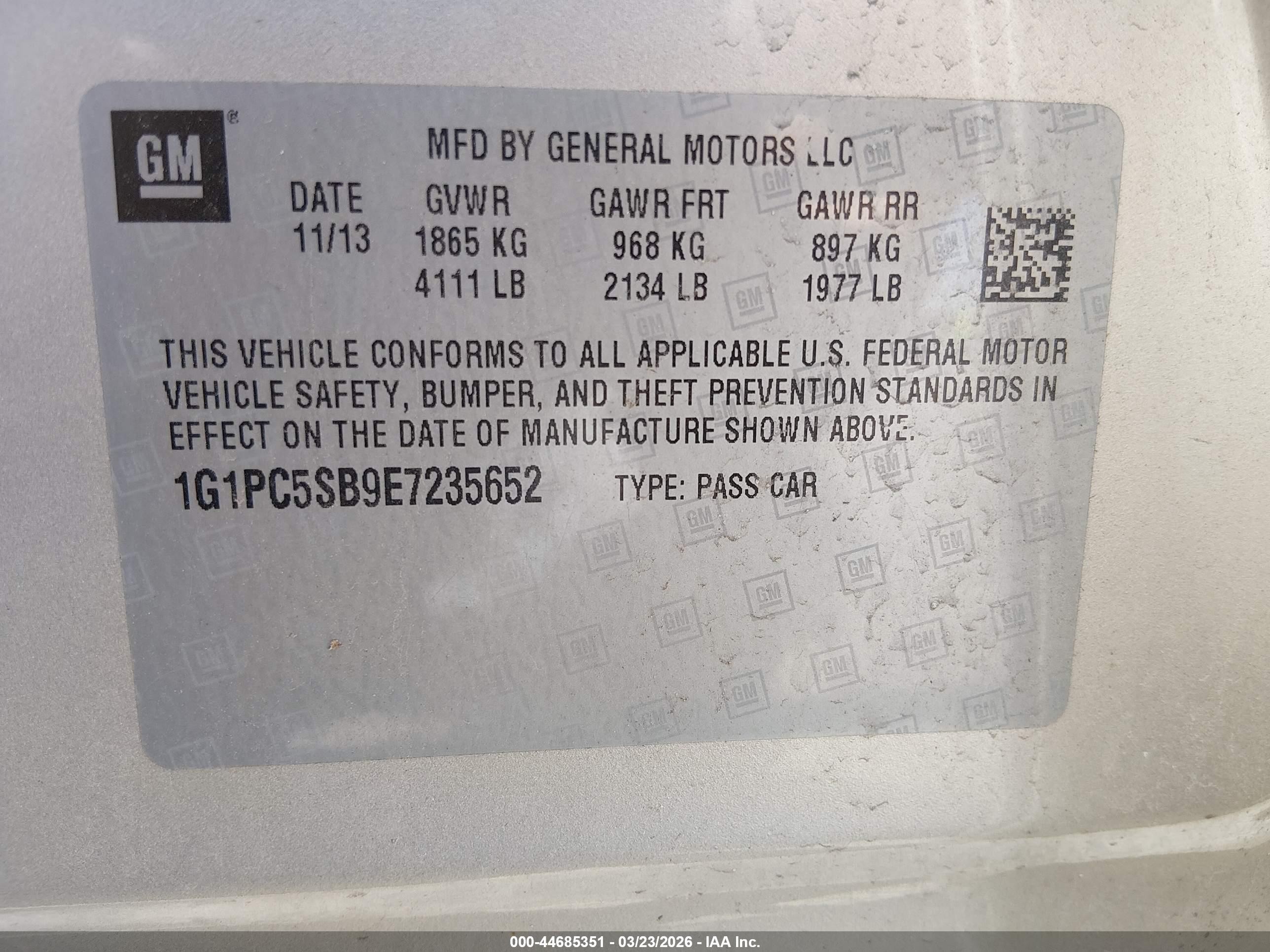 2014 Chevrolet Cruze 1lt Auto Tan vin: 1G1PC5SB9E7235652