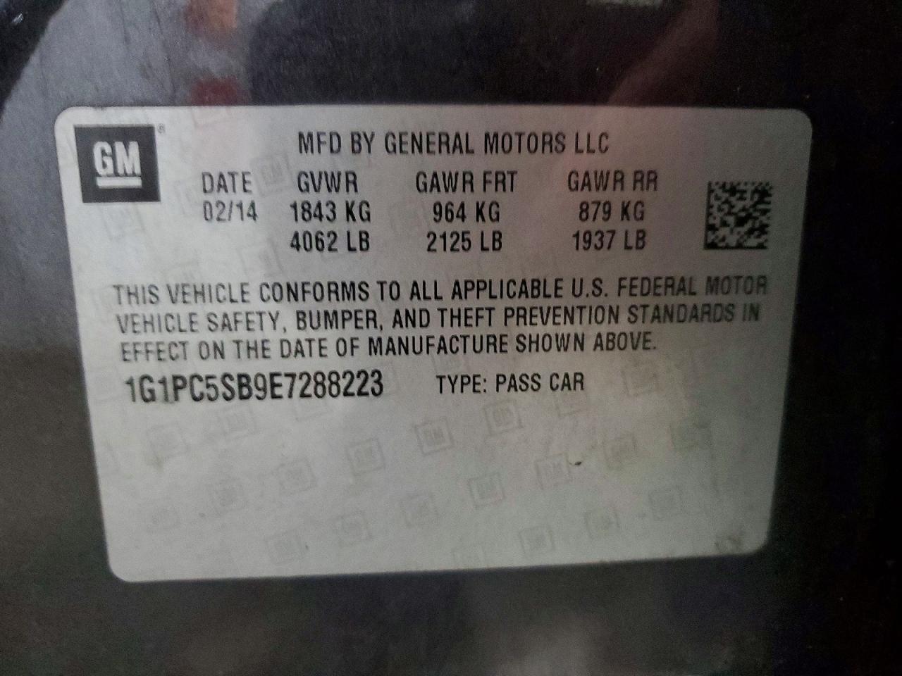 2014 Chevrolet Cruze Lt Gray vin: 1G1PC5SB9E7288223