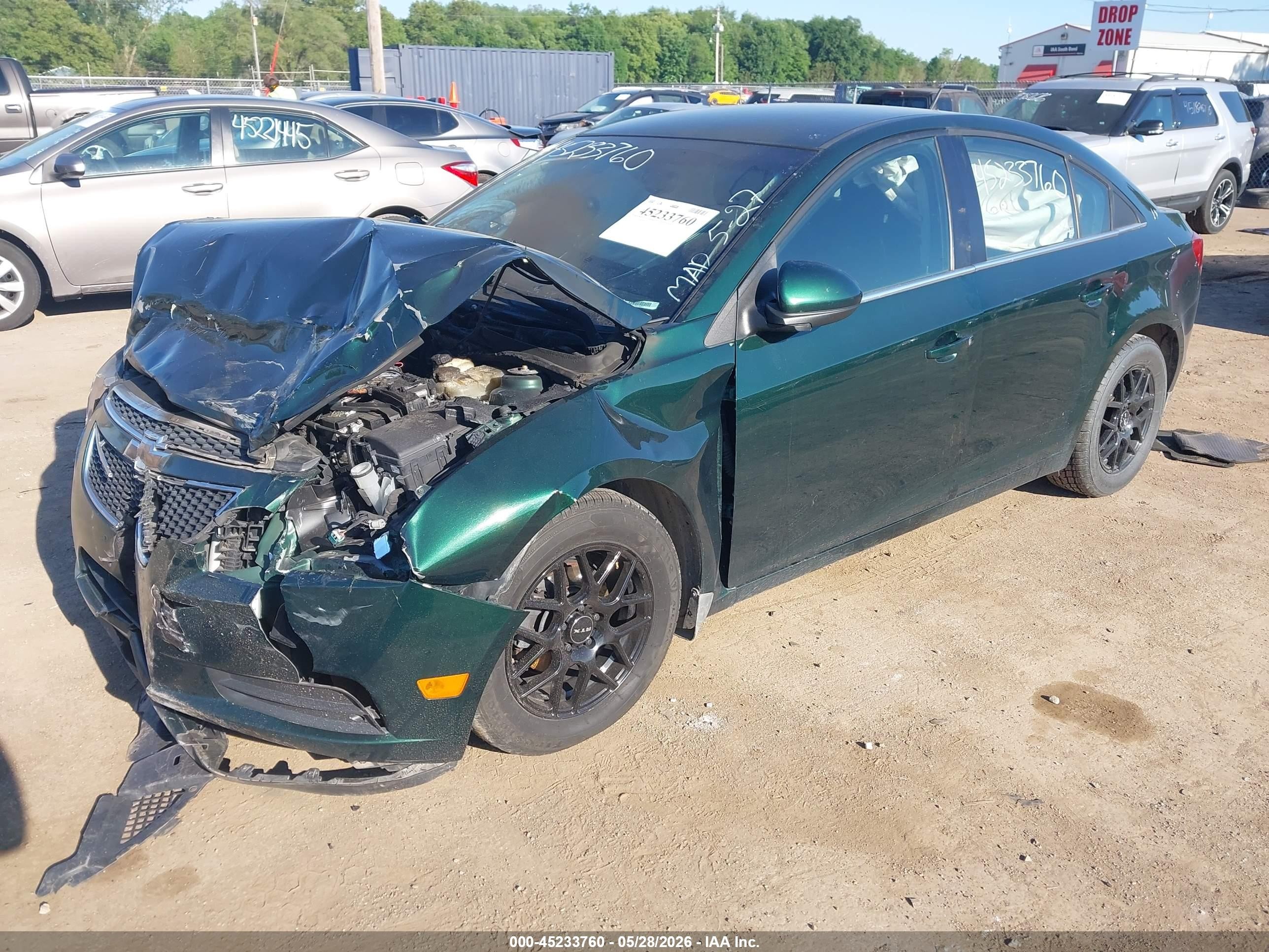 2014 Chevrolet Cruze 1lt Auto Green vin: 1G1PC5SB9E7431347