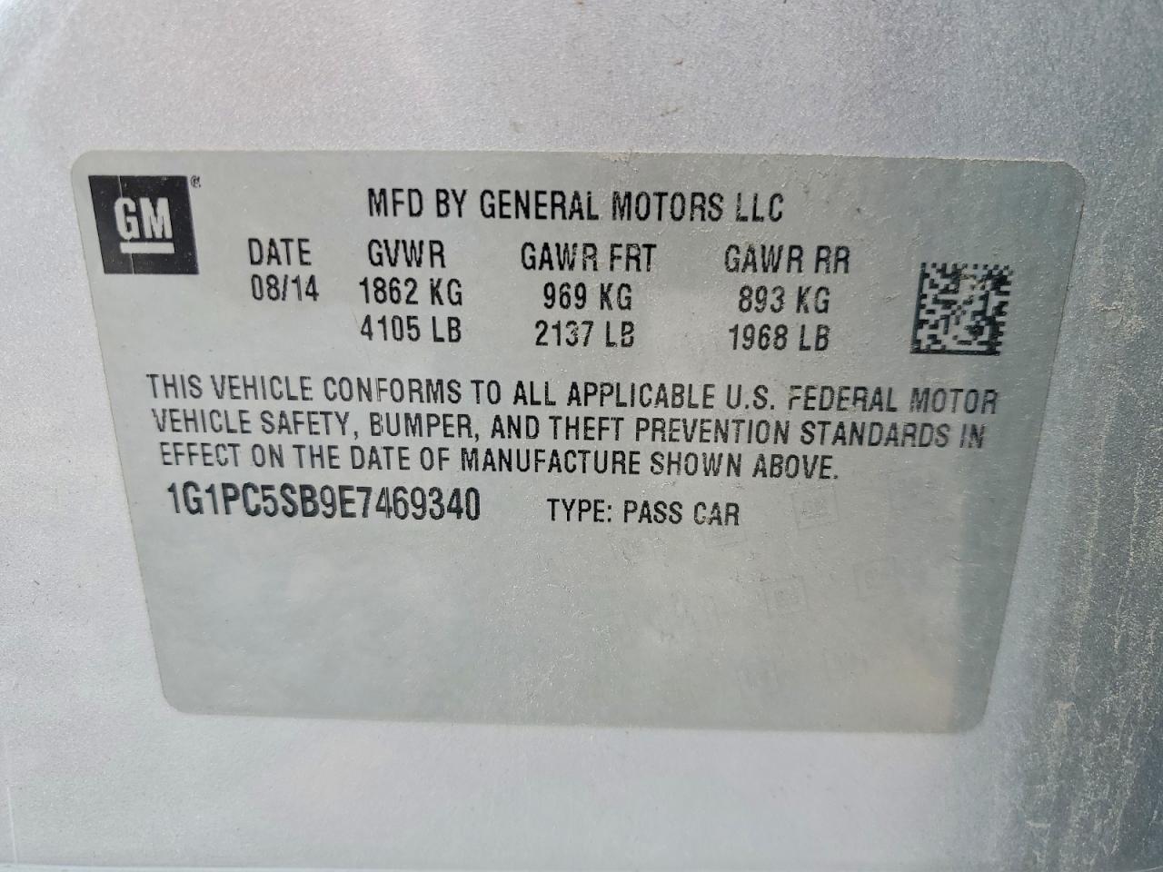 2014 Chevrolet Cruze Lt Silver vin: 1G1PC5SB9E7469340
