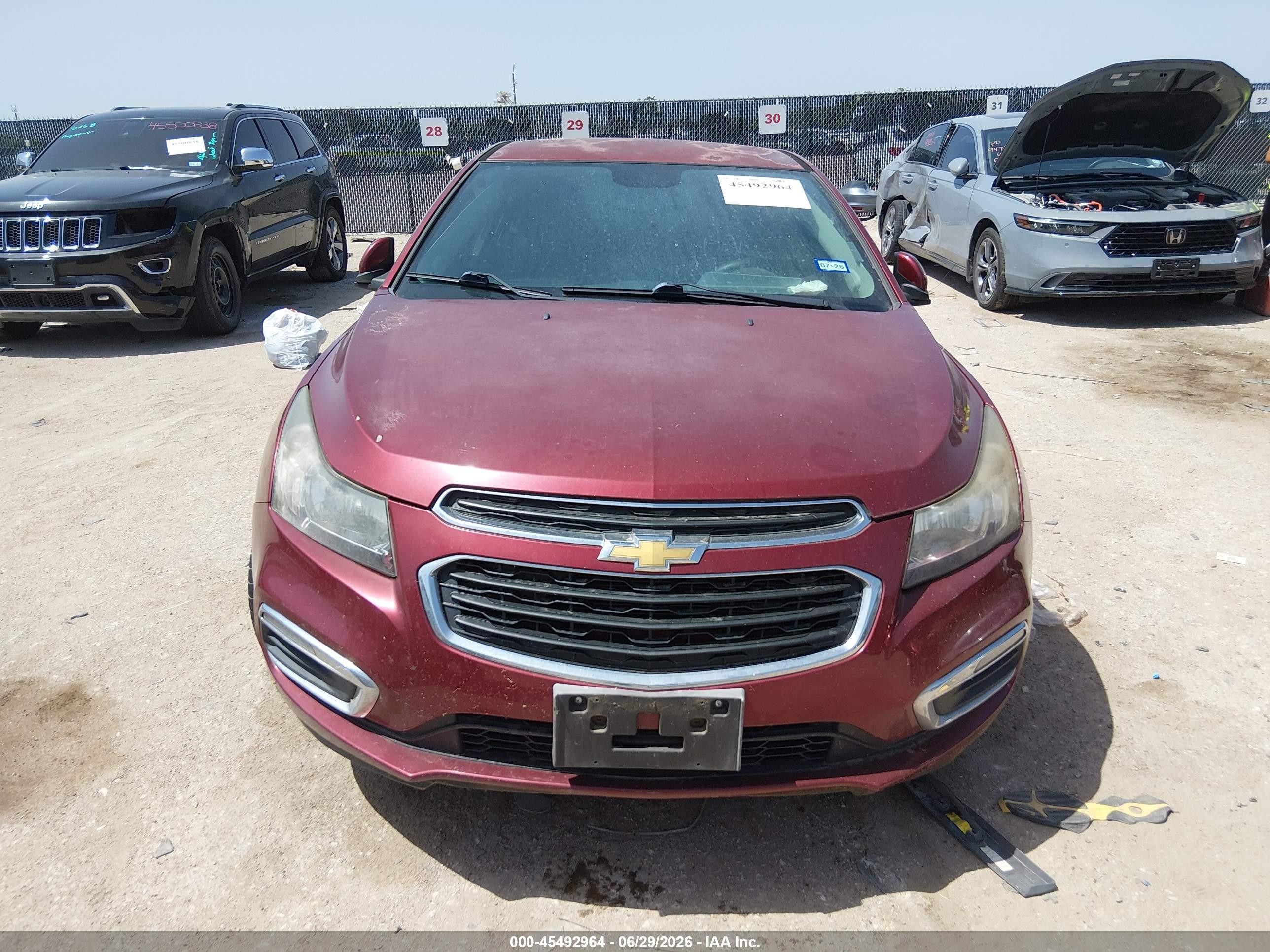 2015 Chevrolet Cruze 1lt Auto Red vin: 1G1PC5SB9F7148738