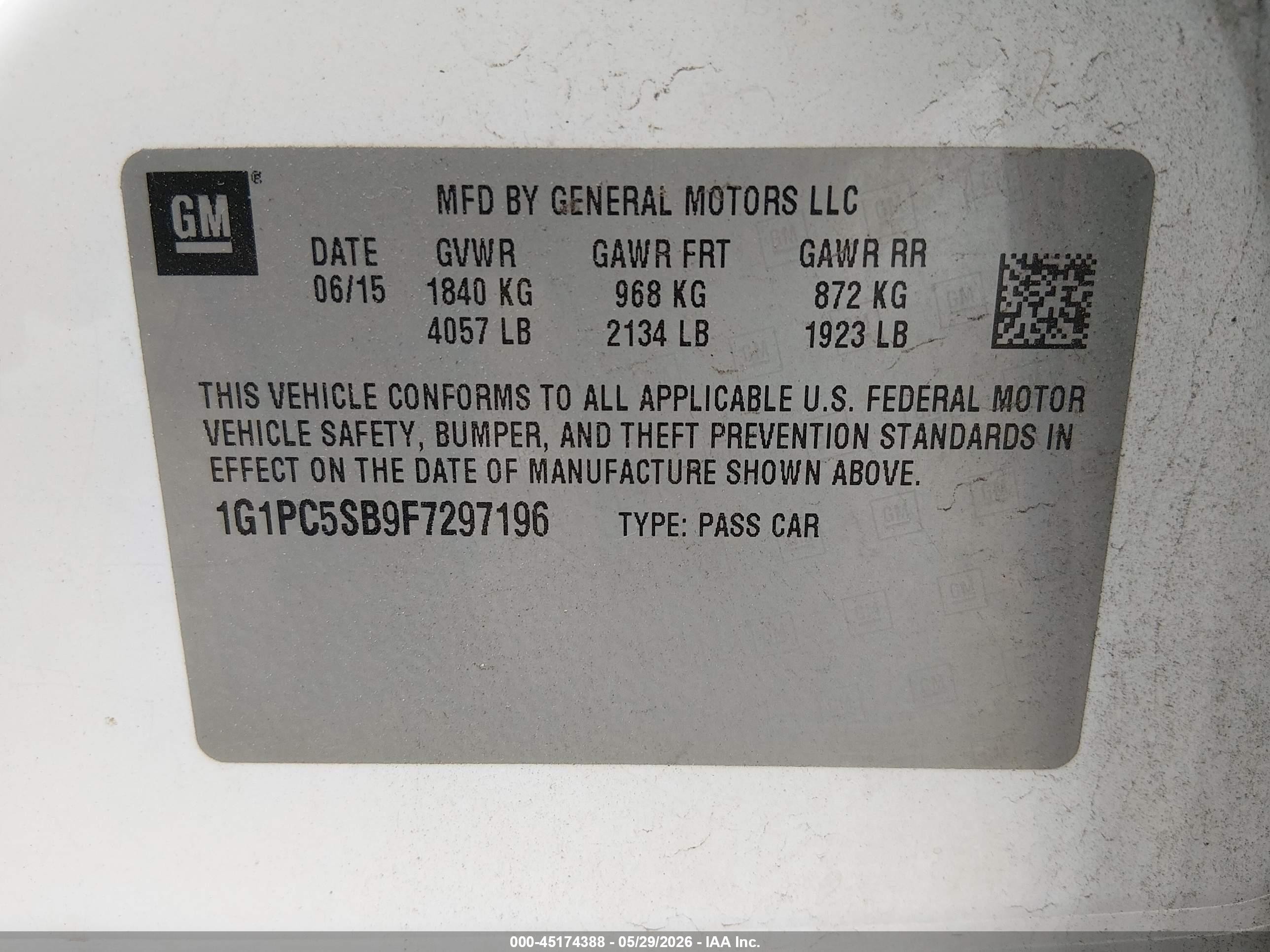 2015 Chevrolet Cruze 1lt Auto White vin: 1G1PC5SB9F7297196
