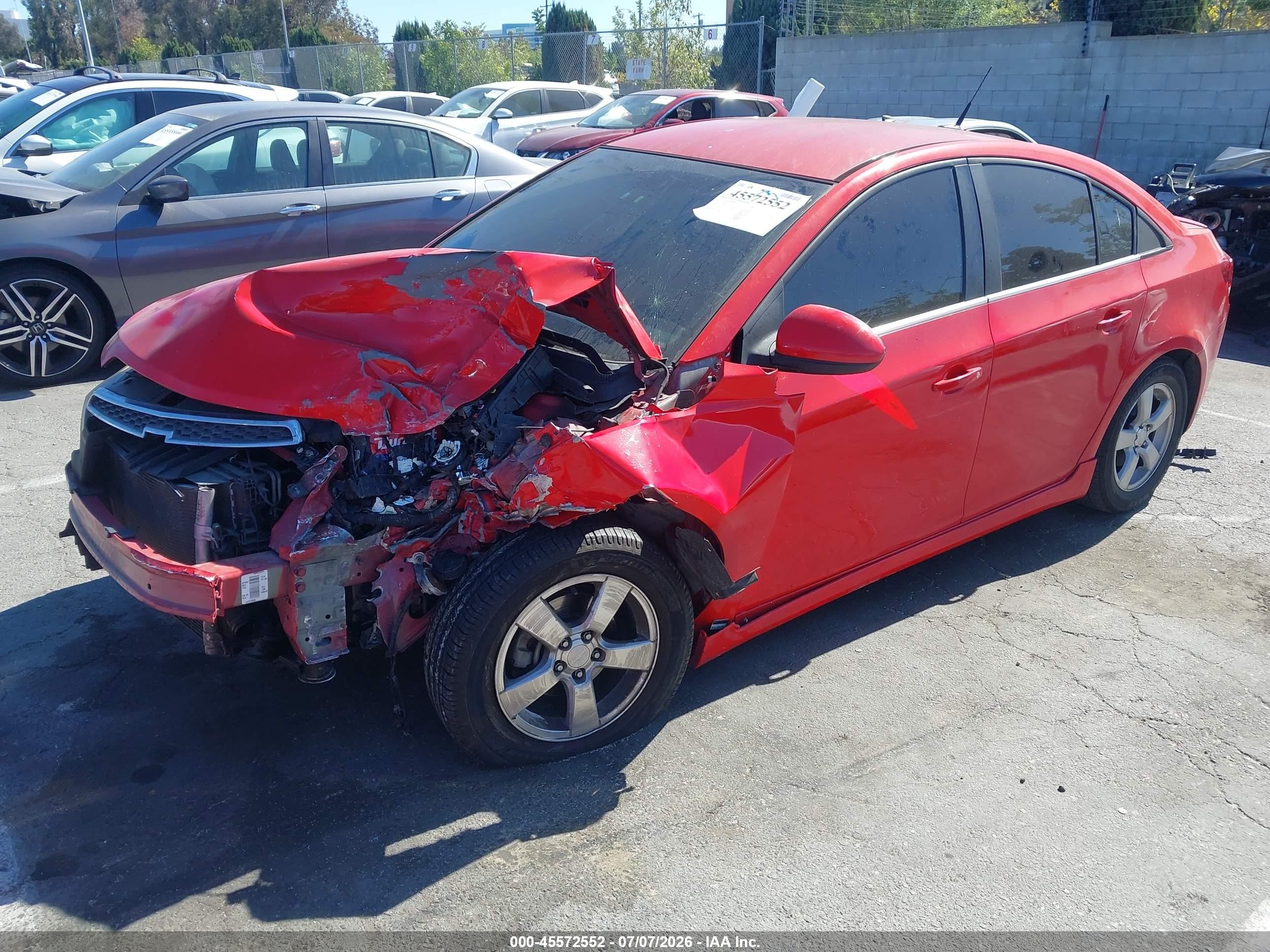 2014 Chevrolet Cruze 1lt Auto Красный vin: 1G1PC5SBXE7255702