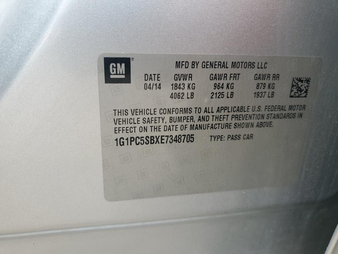 2014 Chevrolet Cruze Lt Silver vin: 1G1PC5SBXE7348705
