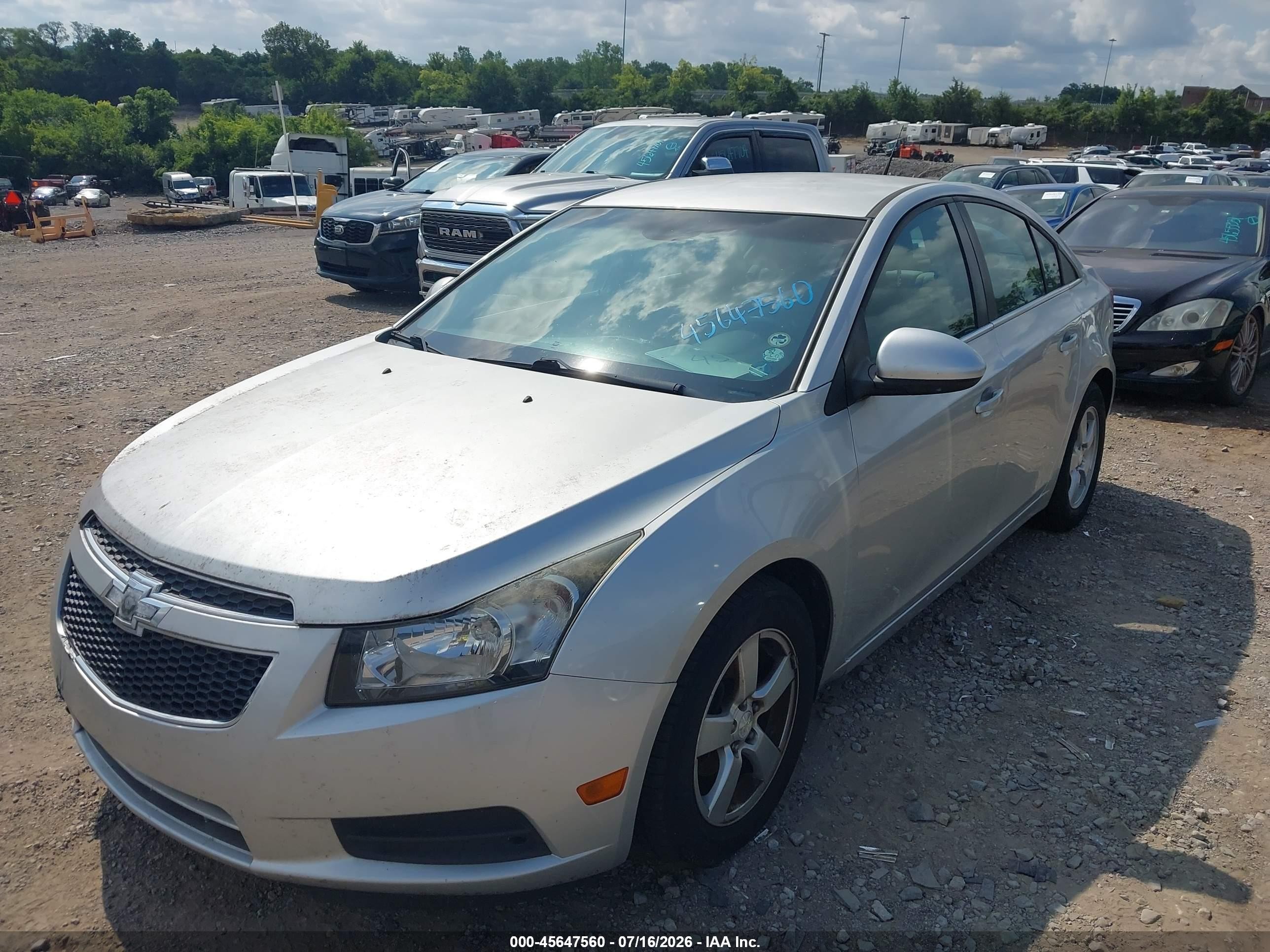 2014 Chevrolet Cruze 1lt Auto Silver vin: 1G1PC5SBXE7400348