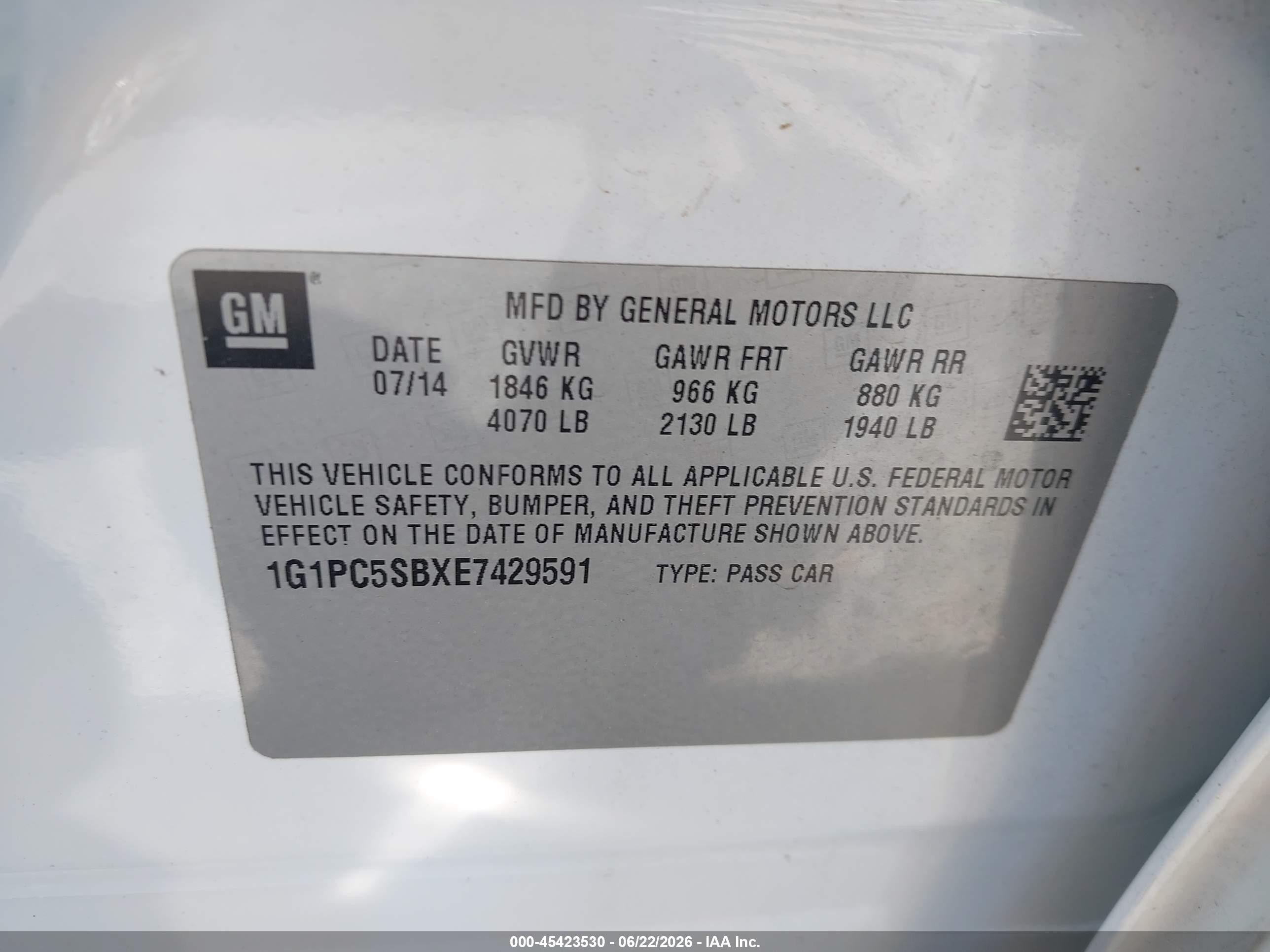 2014 Chevrolet Cruze 1lt Auto Silver vin: 1G1PC5SBXE7429591