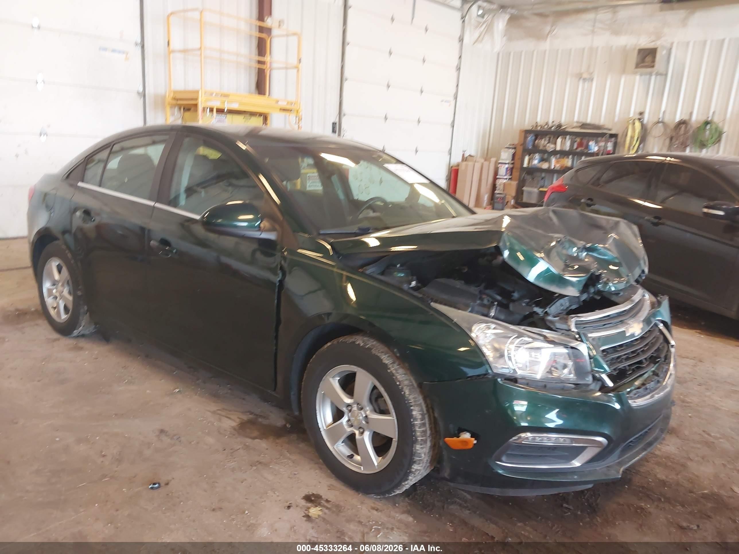 2015 Chevrolet Cruze 1lt Auto Green vin: 1G1PC5SBXF7164530