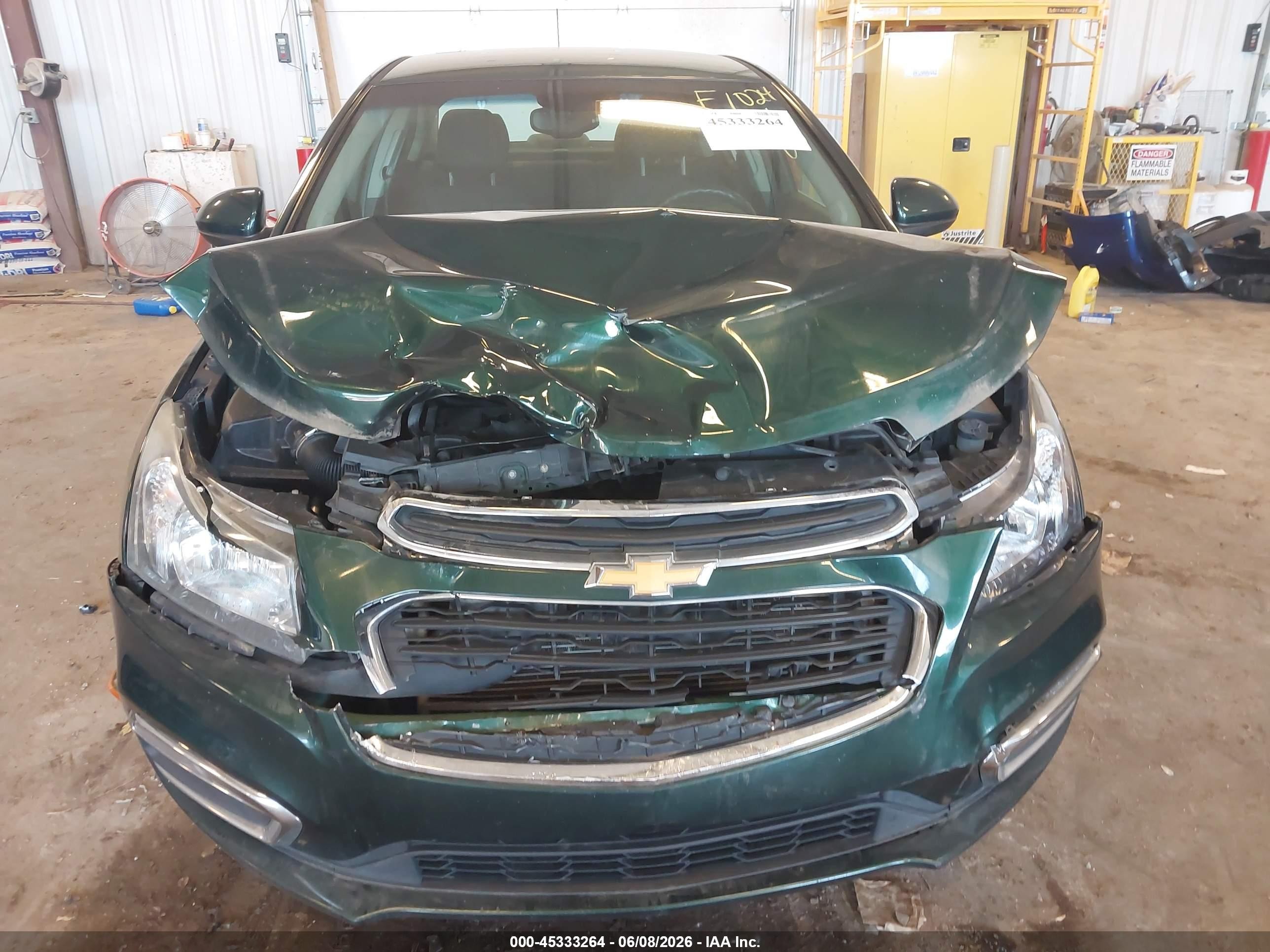 2015 Chevrolet Cruze 1lt Auto Green vin: 1G1PC5SBXF7164530