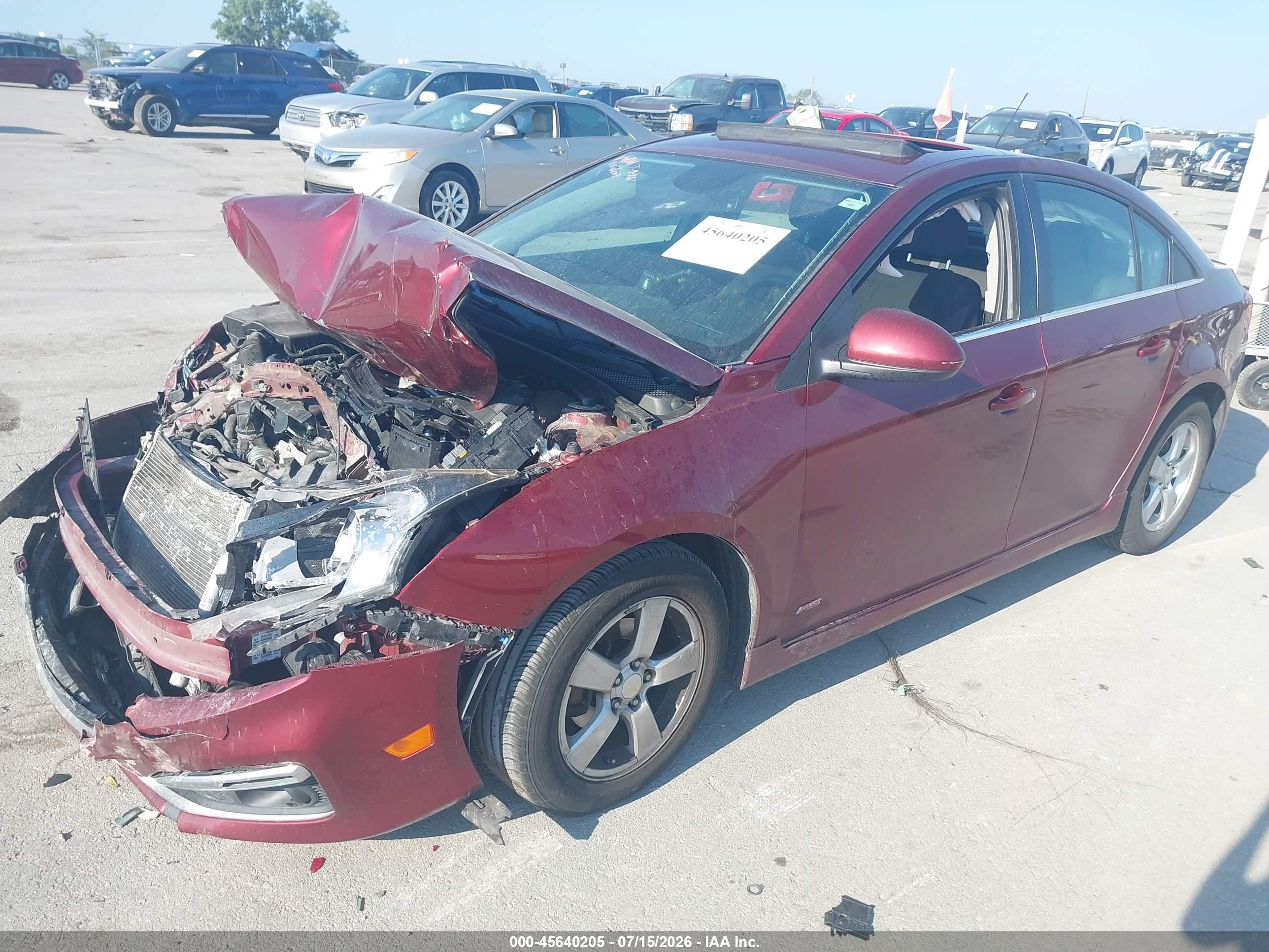 2015 Chevrolet Cruze 1lt Auto Red vin: 1G1PC5SBXF7166083