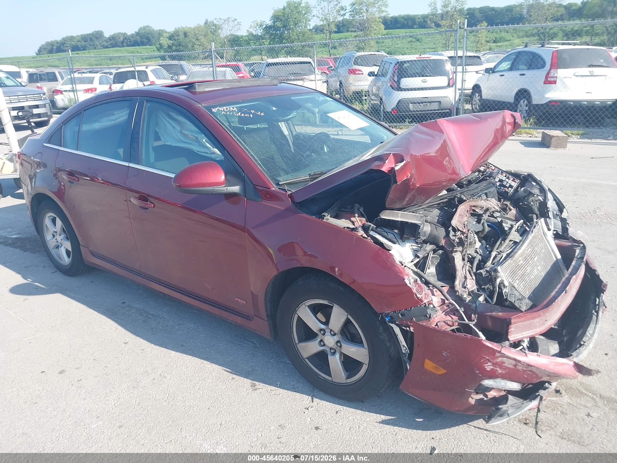 2015 Chevrolet Cruze 1lt Auto Red vin: 1G1PC5SBXF7166083