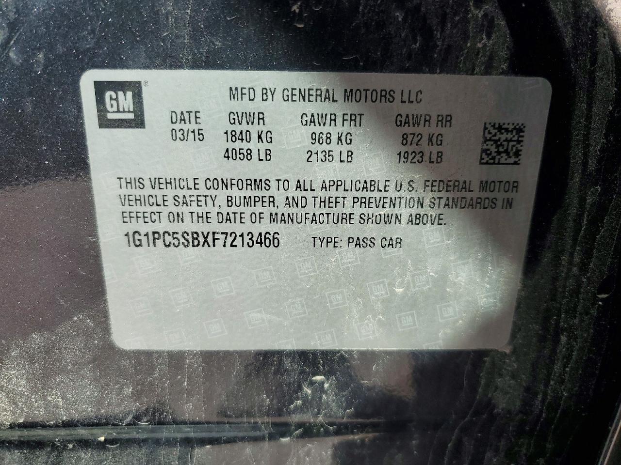 2015 Chevrolet Cruze Lt Charcoal vin: 1G1PC5SBXF7213466