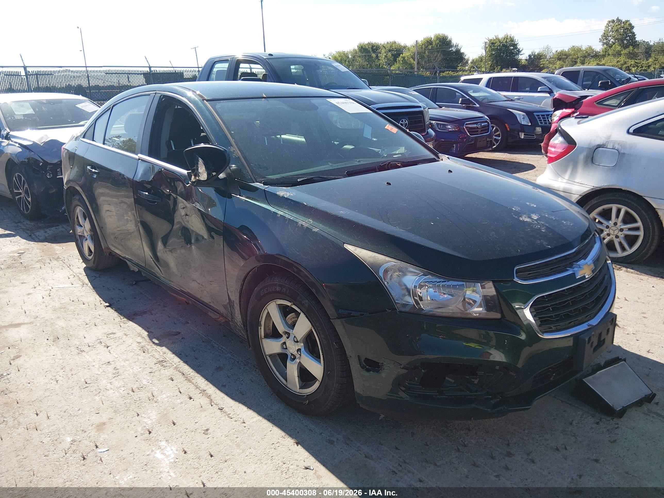 2015 Chevrolet Cruze 1lt Auto Green vin: 1G1PC5SBXF7250632