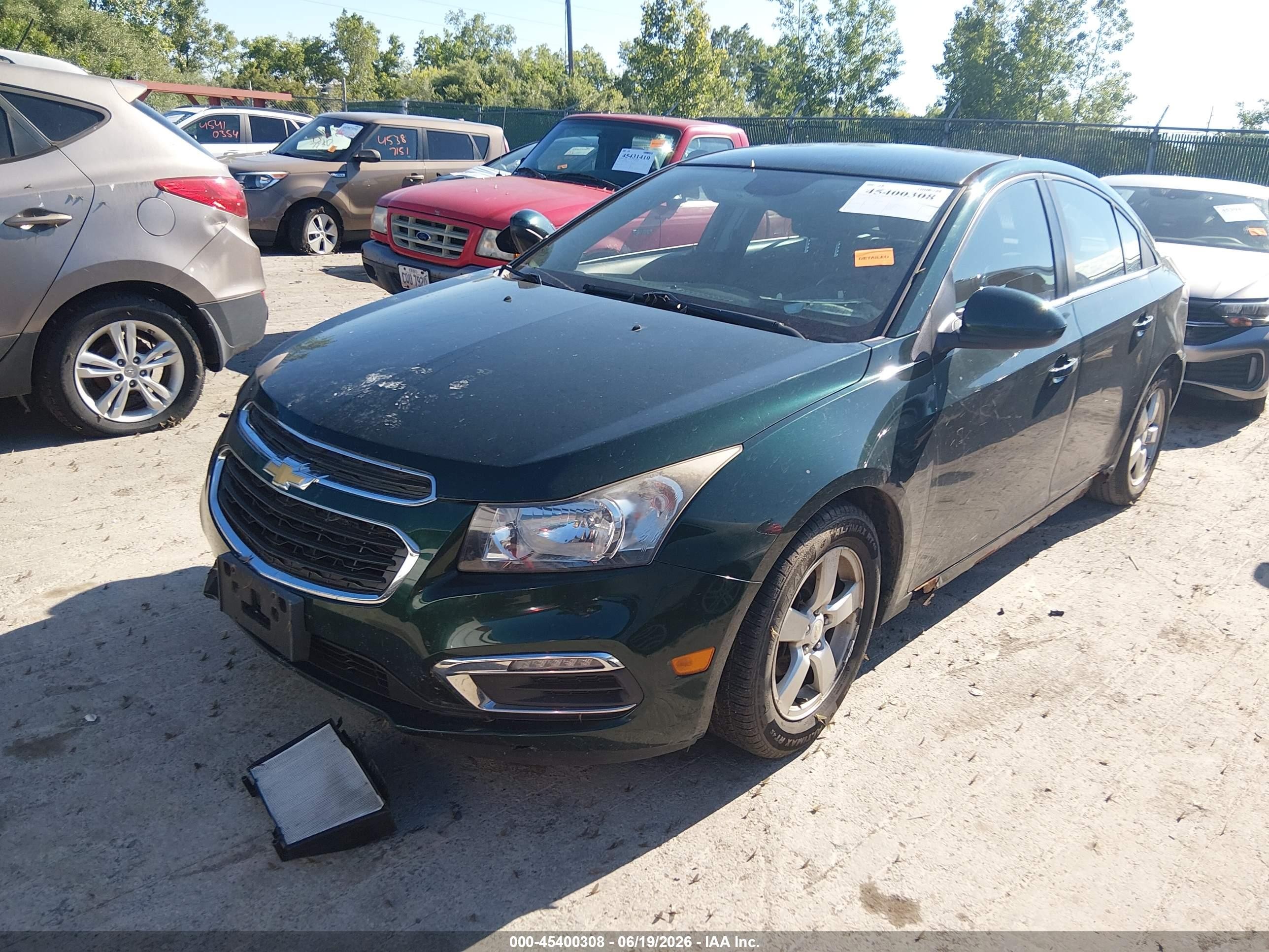 2015 Chevrolet Cruze 1lt Auto Green vin: 1G1PC5SBXF7250632