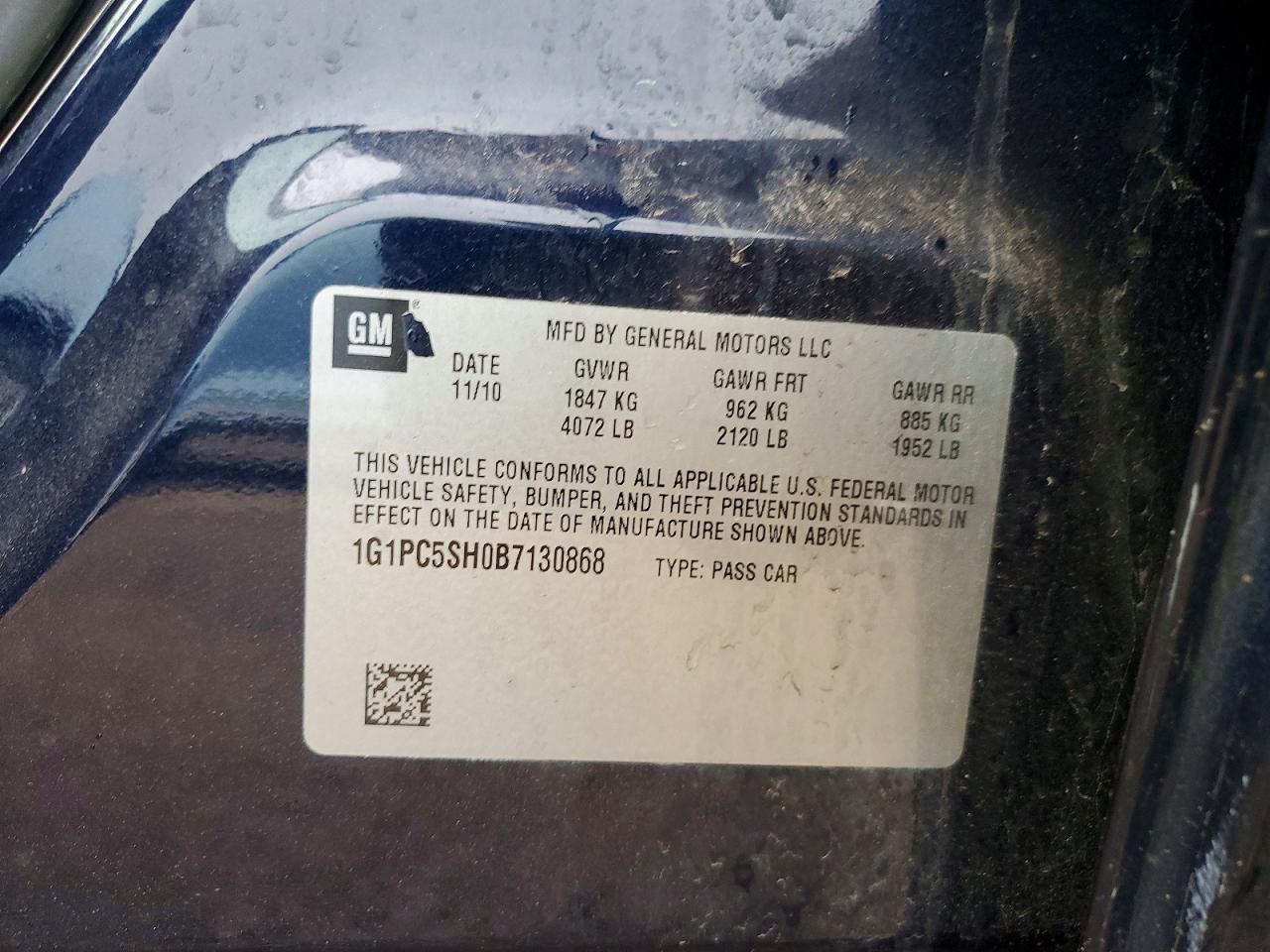 2011 Chevrolet Cruze Ls Blue vin: 1G1PC5SH0B7130868