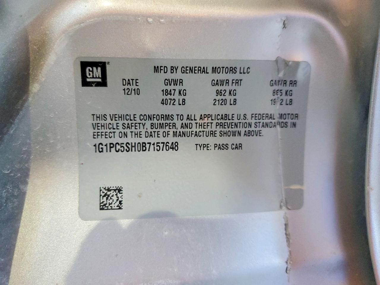 2011 Chevrolet Cruze Ls Silver vin: 1G1PC5SH0B7157648