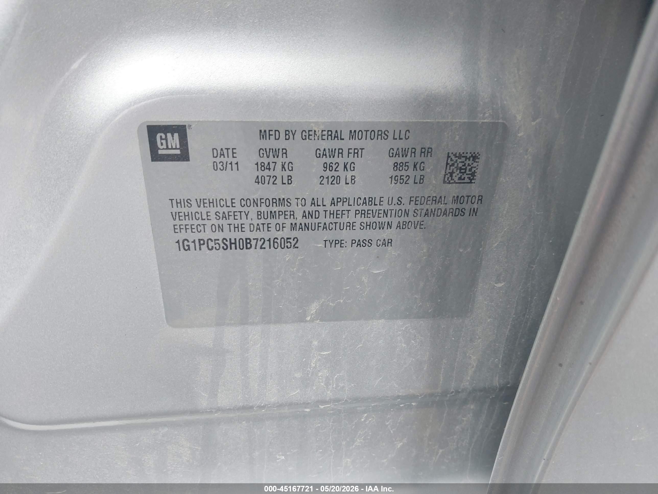 2011 Chevrolet Cruze Ls Silver vin: 1G1PC5SH0B7216052
